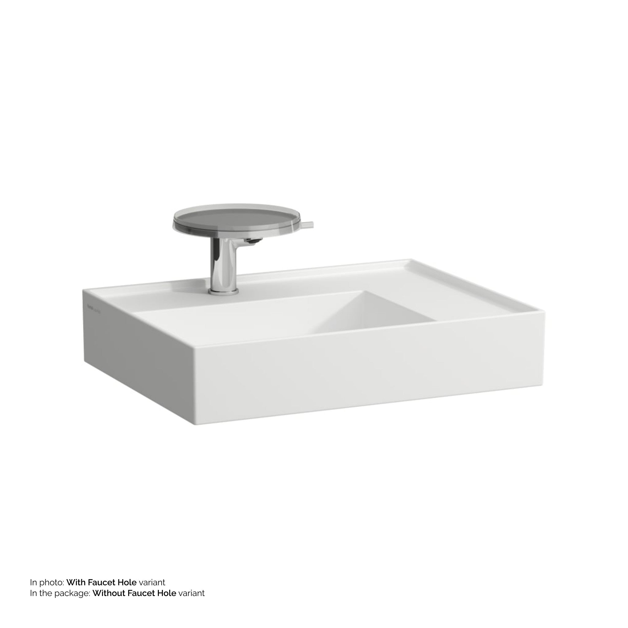 Laufen, Laufen Kartell 24" x 18" Matte White Countertop Shelf-Right Bathroom Sink Without Faucet Hole