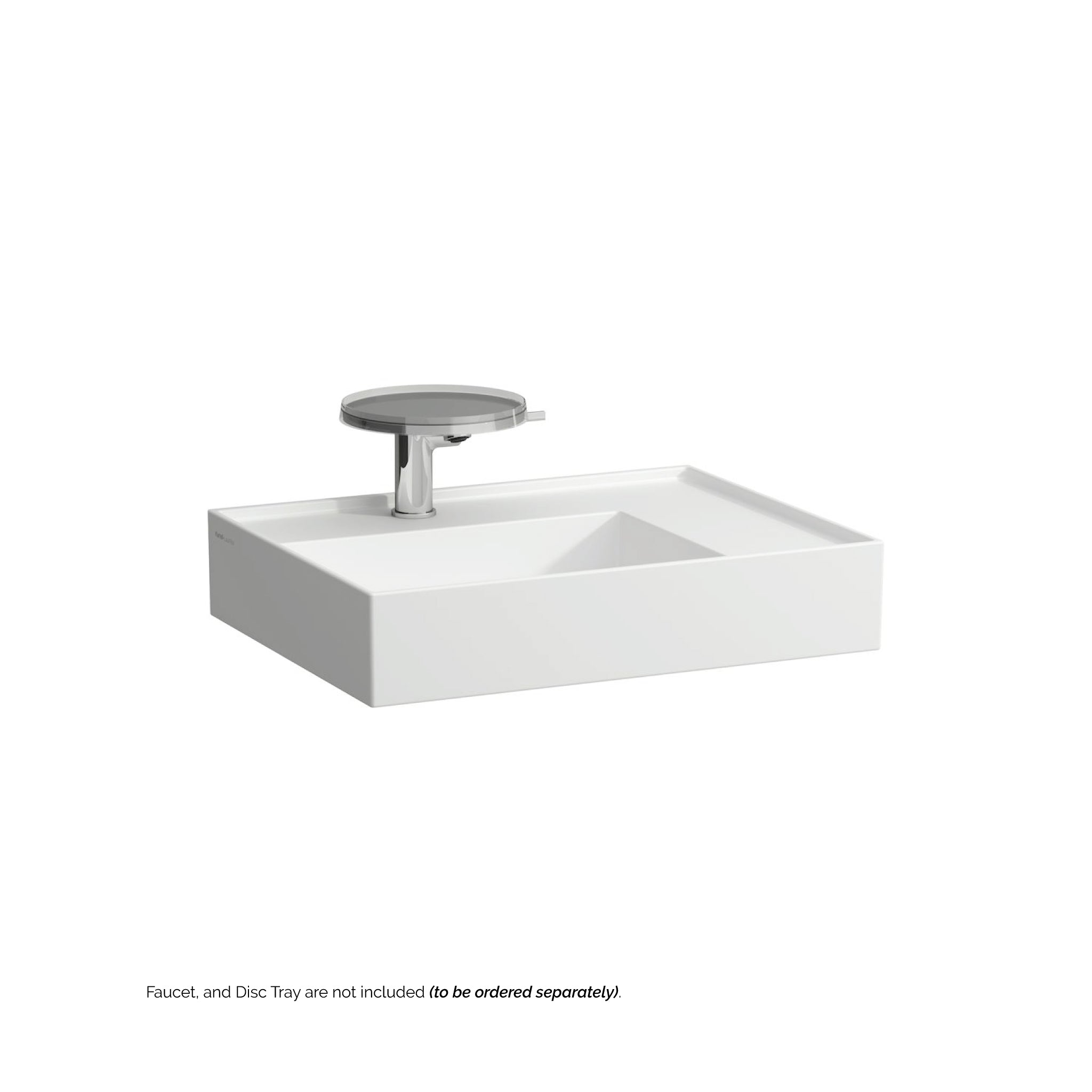 Laufen, Laufen Kartell 24" x 18" Matte White Wall-Mounted Shelf-Right Bathroom Sink With Faucet Hole