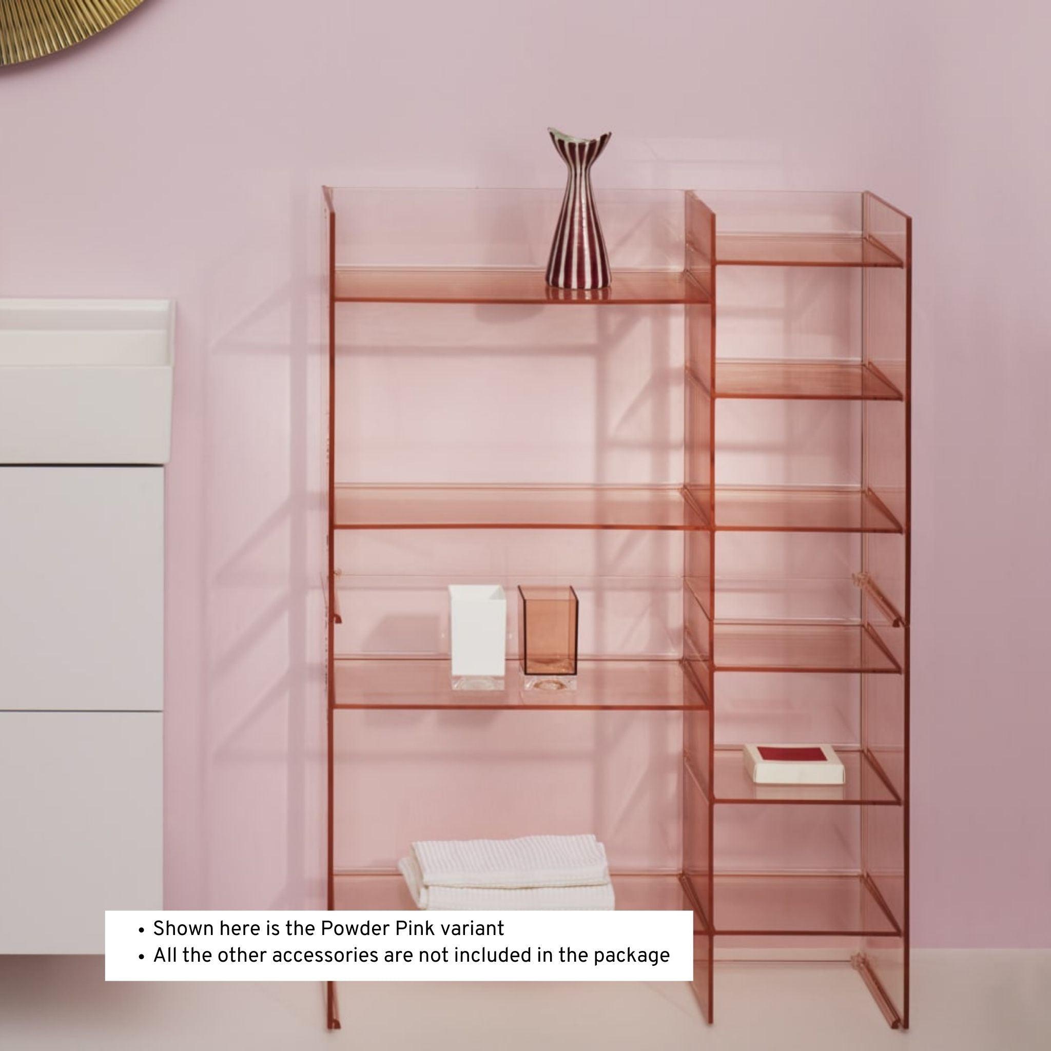 Laufen, Laufen Kartell 30" Powder Pink Acrylic Stackable Freestanding Shelf