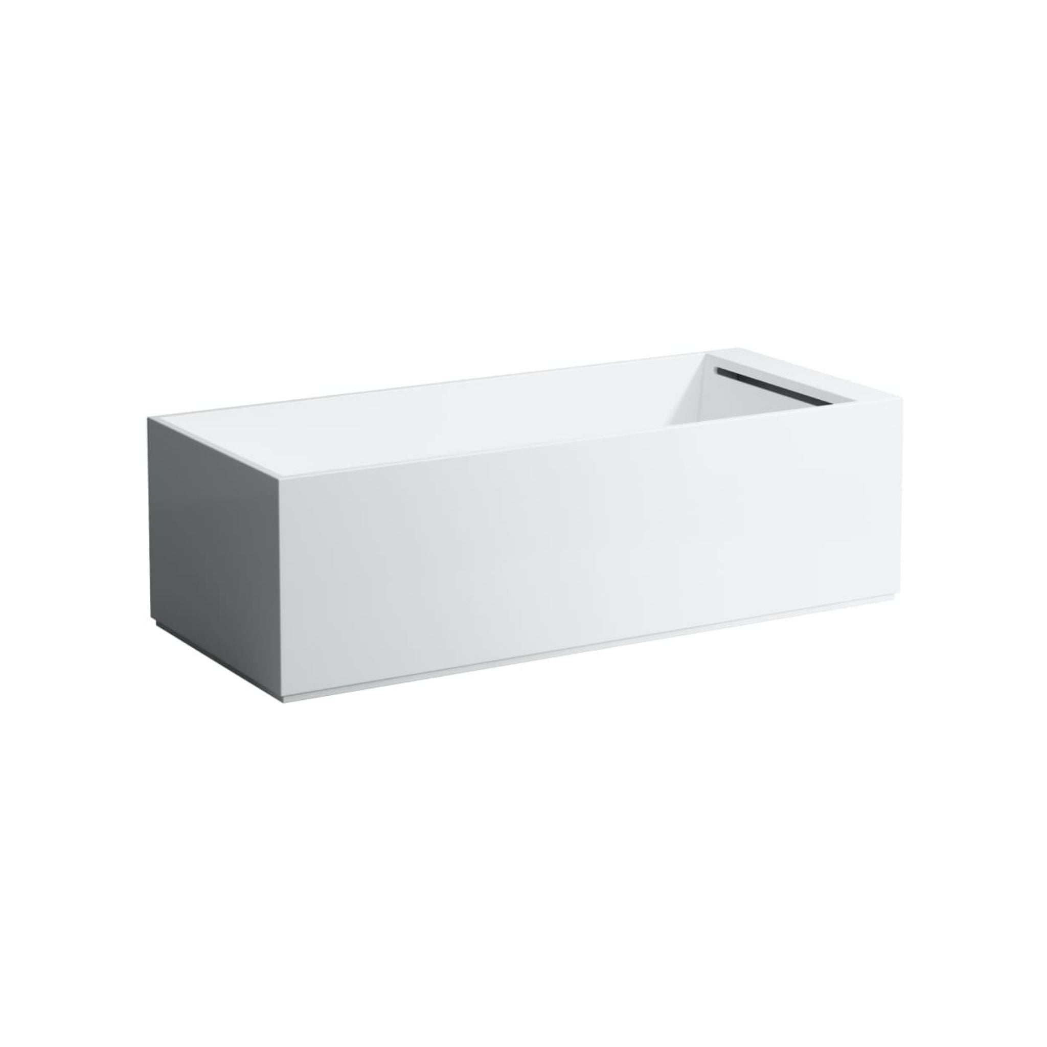 Laufen, Laufen Kartell 30" x 69" Rectangular White Freestanding Bathtub With Tap Bank on Foot End