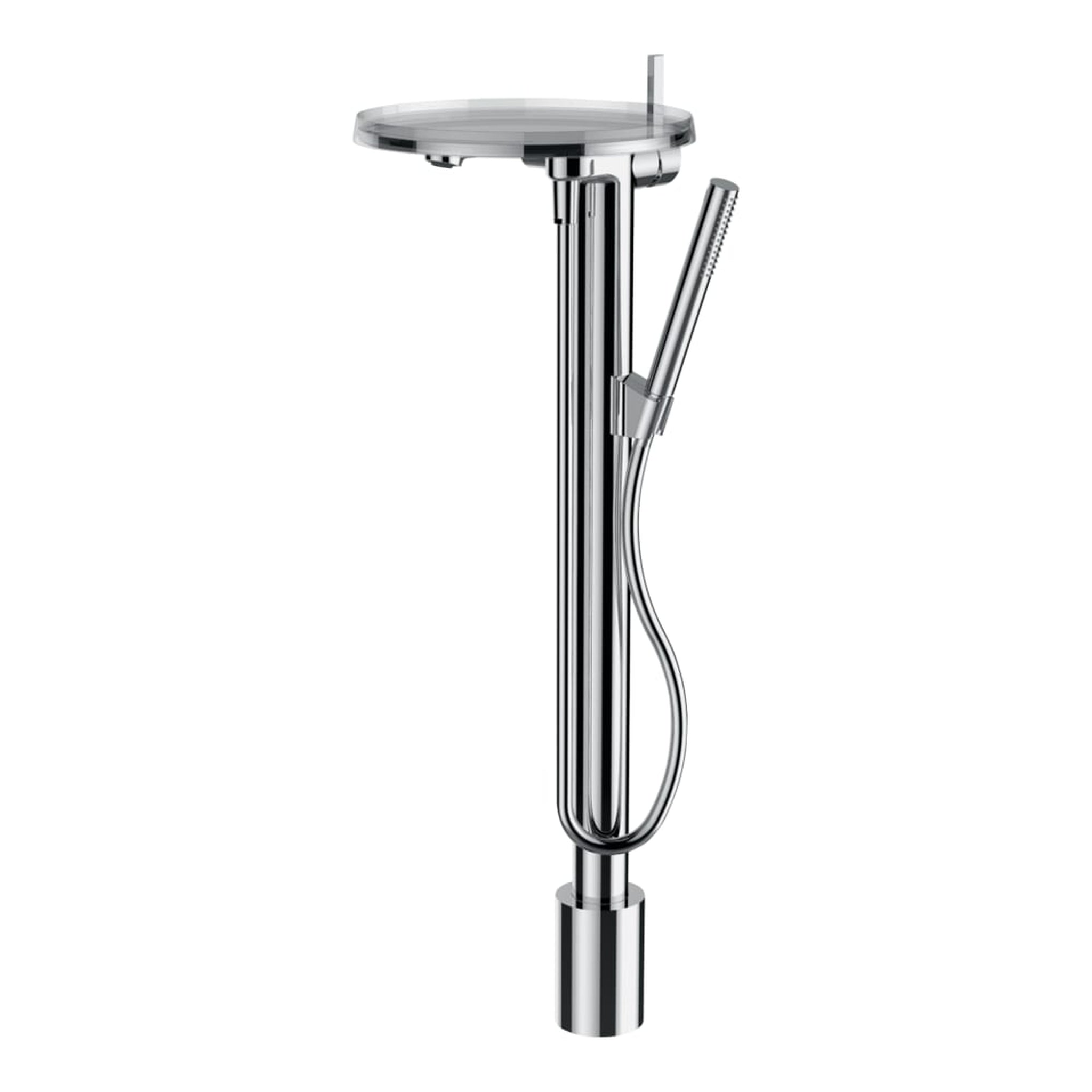 Laufen, Laufen Kartell 31" Chrome Fixed-Spout Floor-Mounted Bathtub Faucet With Hand Shower