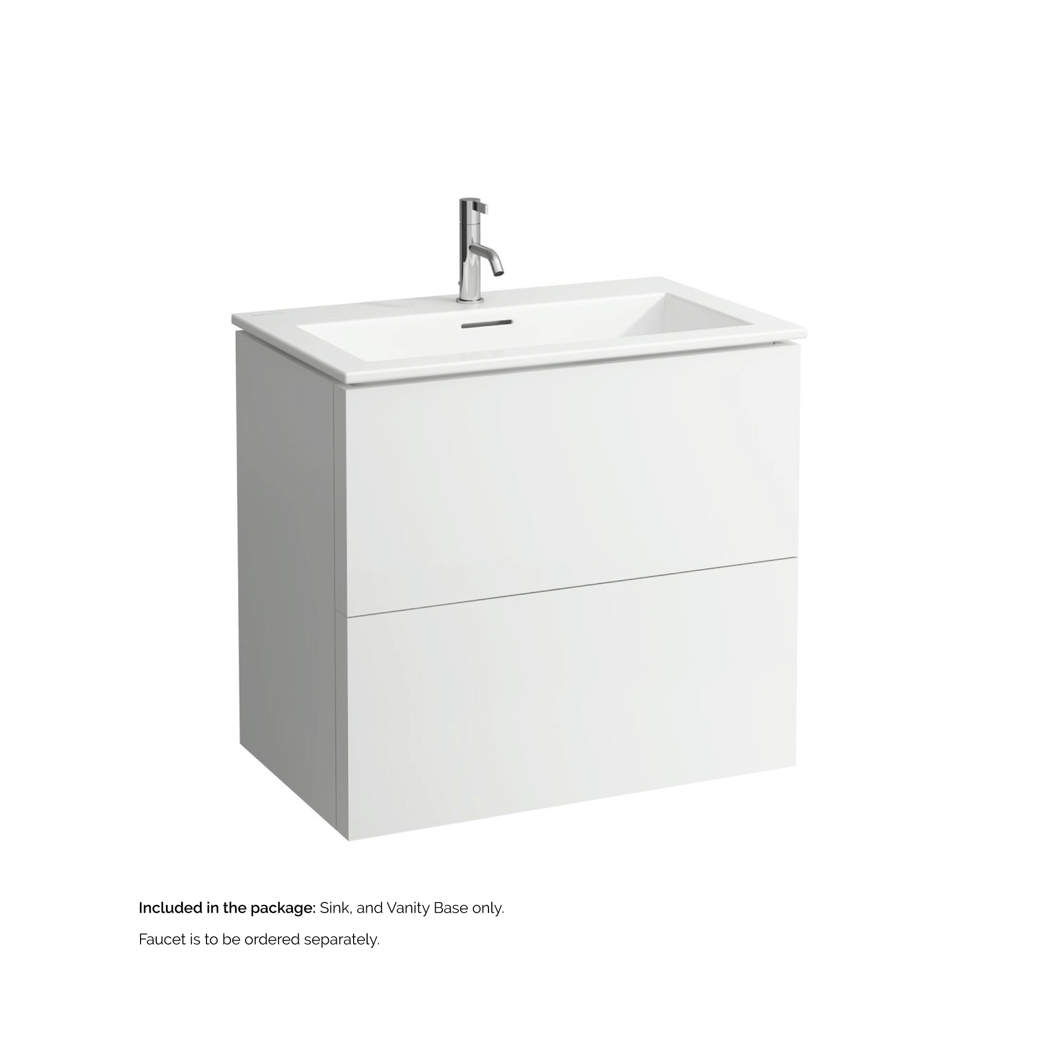 Laufen, Laufen Kartell 32" 2-Drawer Matte White Wall-Mounted Vanity Set With Single-Hole Bathroom Sink