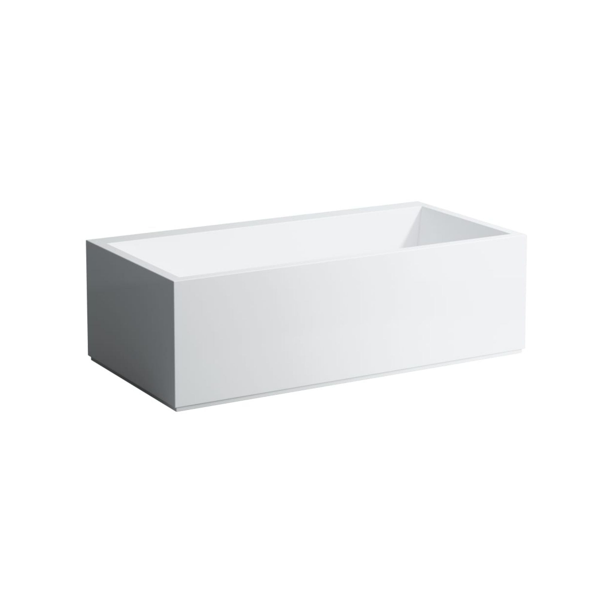 Laufen, Laufen Kartell 34" x 67" Rectangular White Freestanding Bathtub With Tap Bank On Right