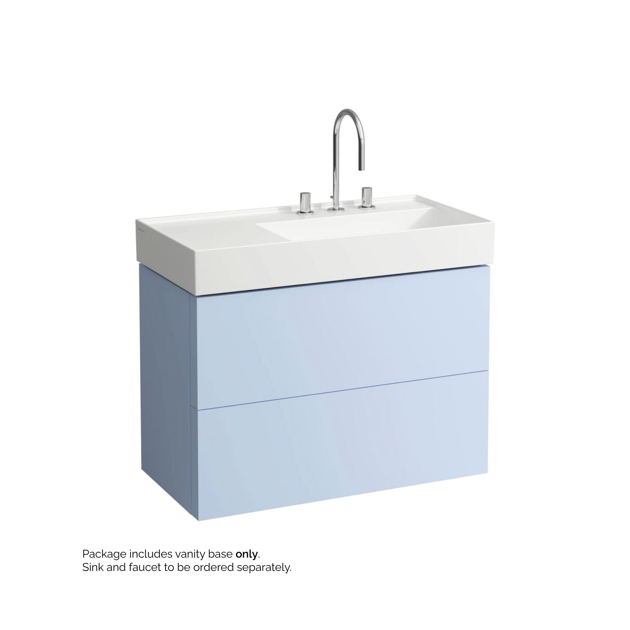 Laufen, Laufen Kartell 35" 2-Drawer Gray Blue Wall-Mounted Vanity With Drawer Organizer for Kartell Bathroom Sink Model: H810339