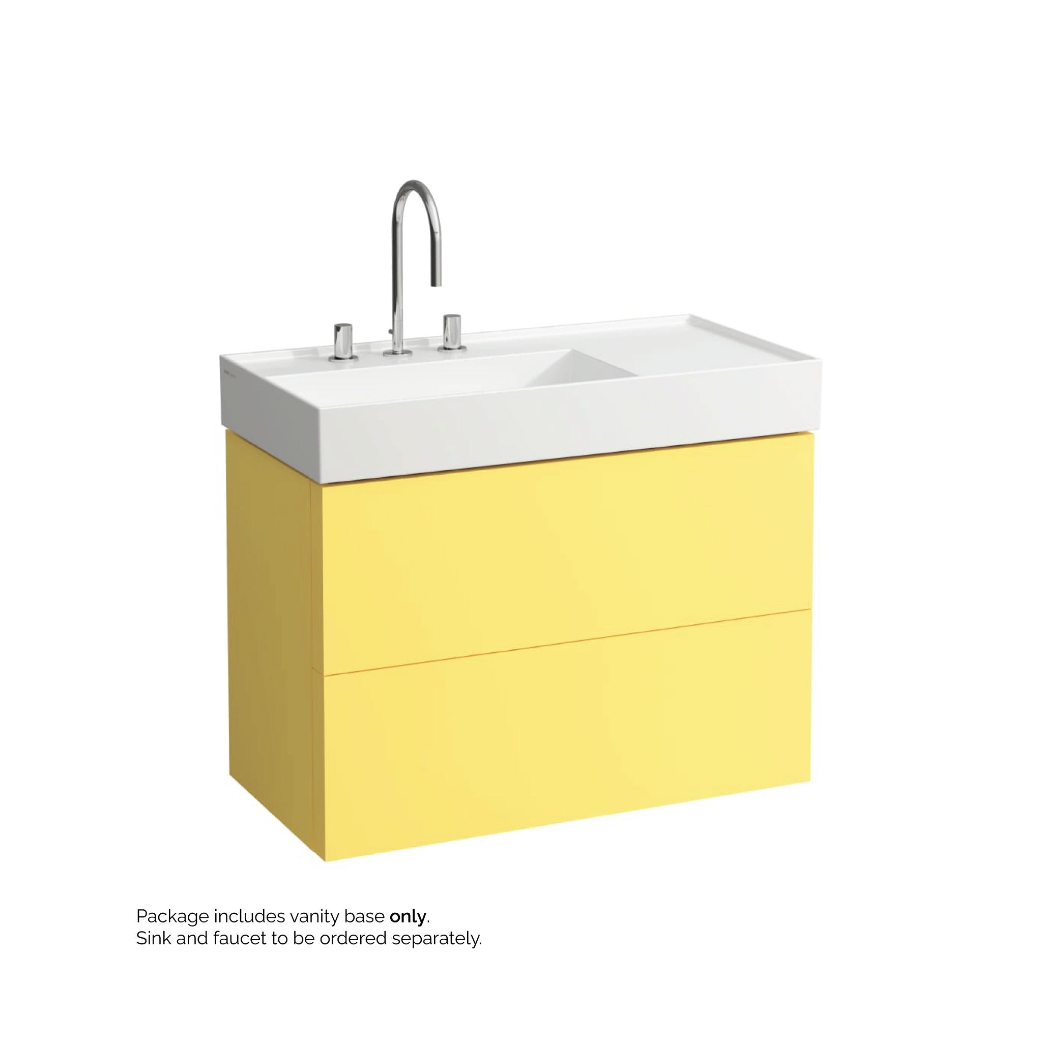 Laufen, Laufen Kartell 35" 2-Drawer Mustard Yellow Wall-Mounted Vanity With Drawer Organizer for Kartell Bathroom Sink Model: H810338