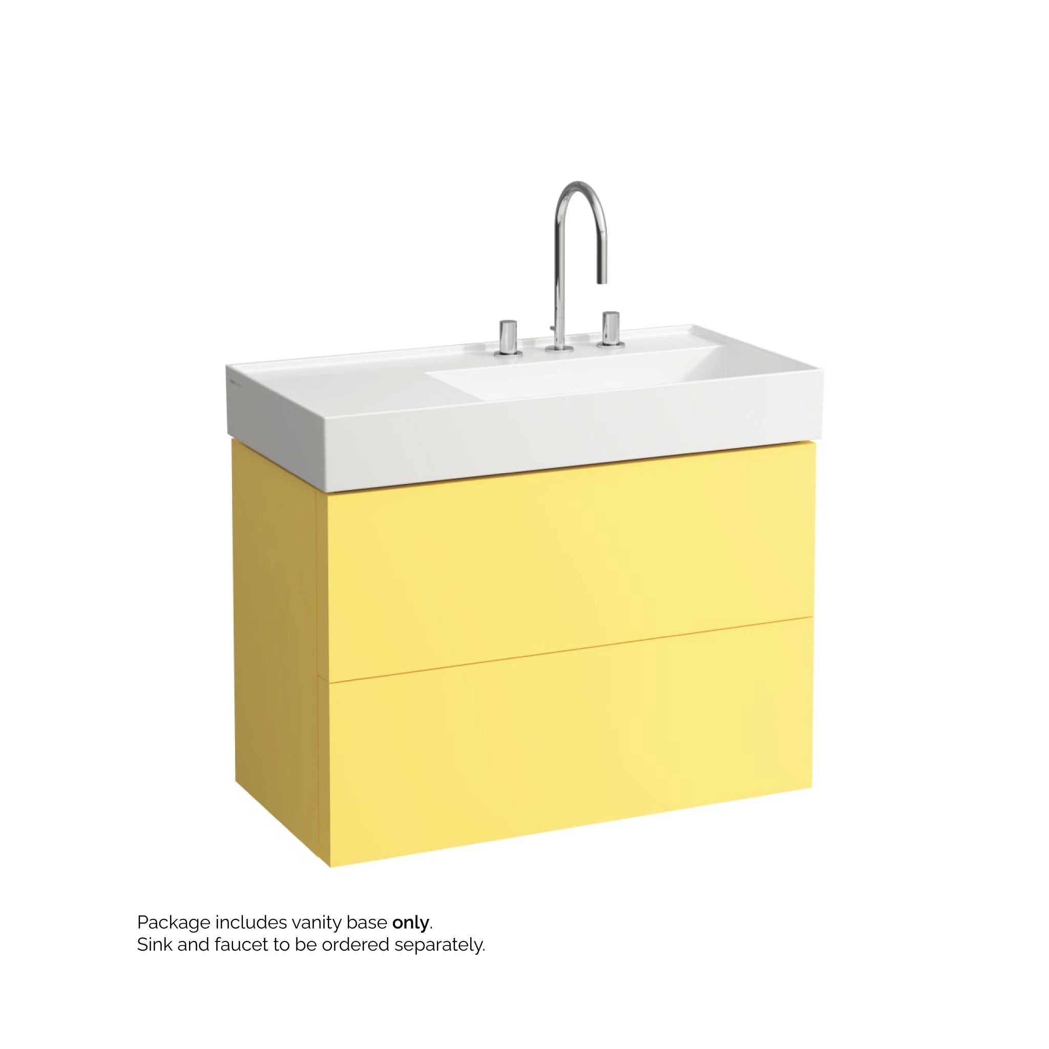 Laufen, Laufen Kartell 35" 2-Drawer Mustard Yellow Wall-Mounted Vanity With Drawer Organizer for Kartell Bathroom Sink Model: H810339