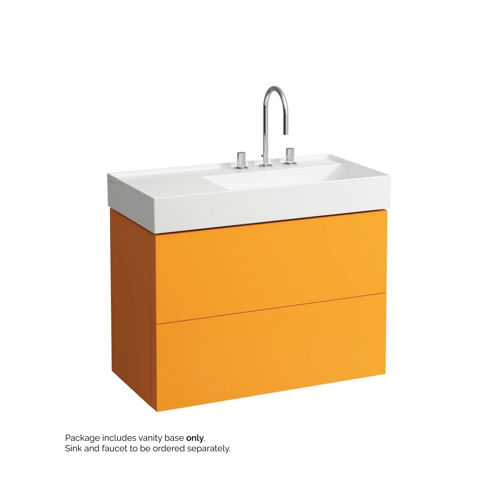 Laufen, Laufen Kartell 35" 2-Drawer Ochre Brown Wall-Mounted Vanity With Drawer Organizer for Kartell Bathroom Sink Model: H810339