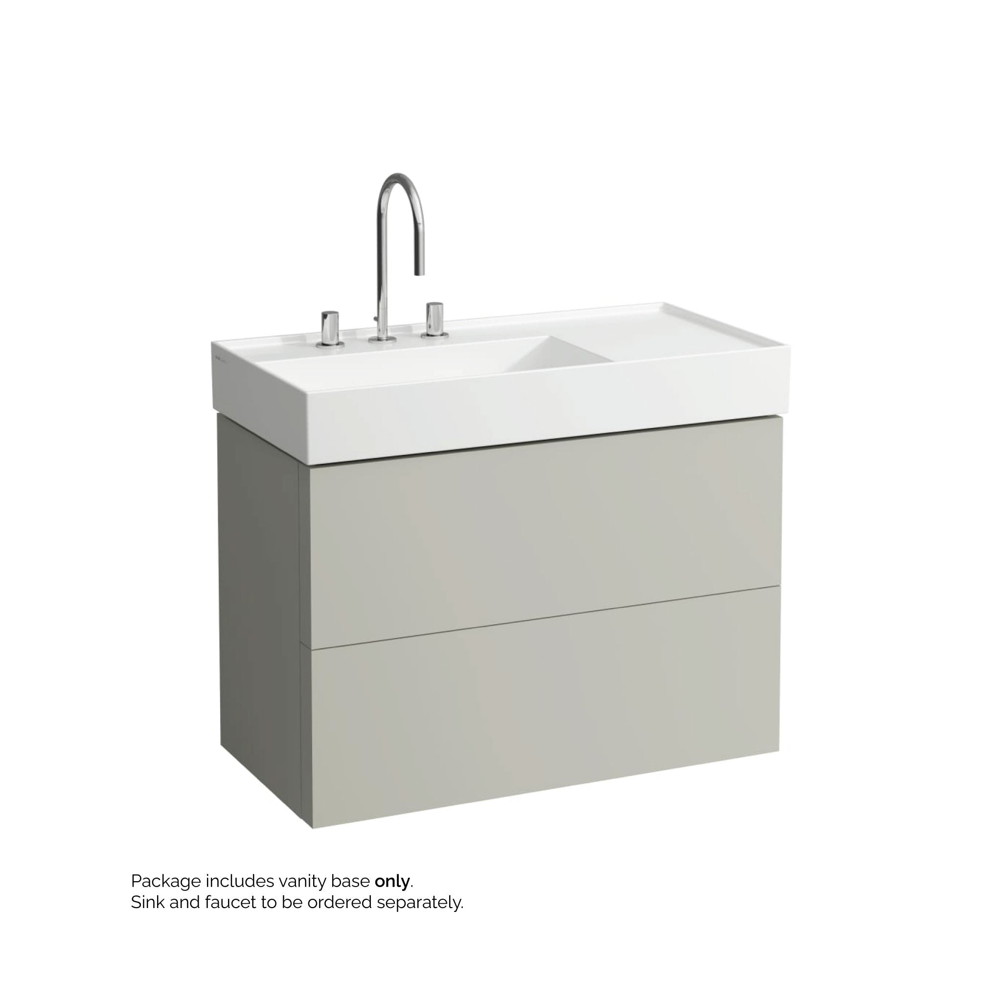 Laufen, Laufen Kartell 35" 2-Drawer Pebble Gray Wall-Mounted Vanity With Drawer Organizer for Kartell Bathroom Sink Model: H810338