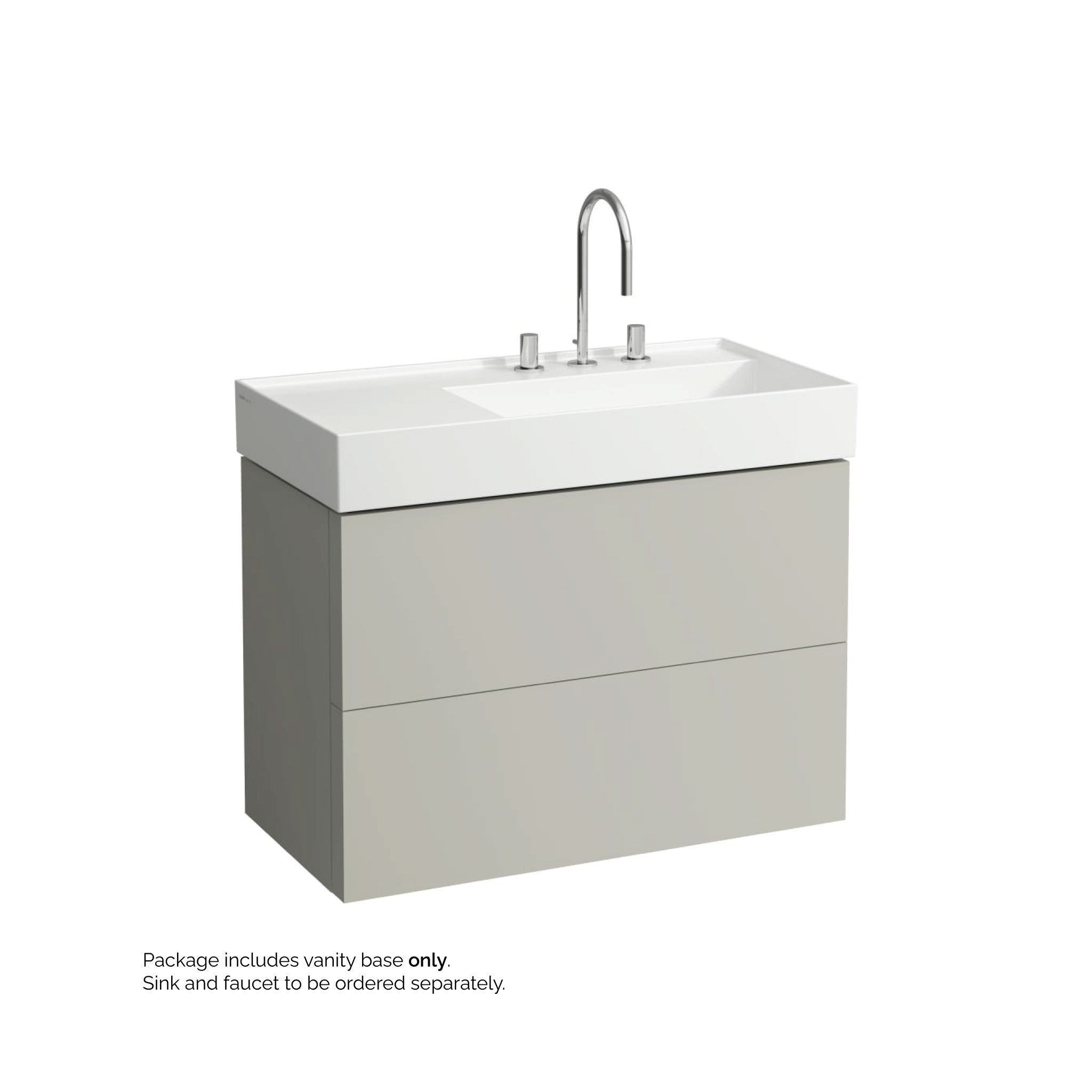 Laufen, Laufen Kartell 35" 2-Drawer Pebble Gray Wall-Mounted Vanity With Drawer Organizer for Kartell Bathroom Sink Model: H810339