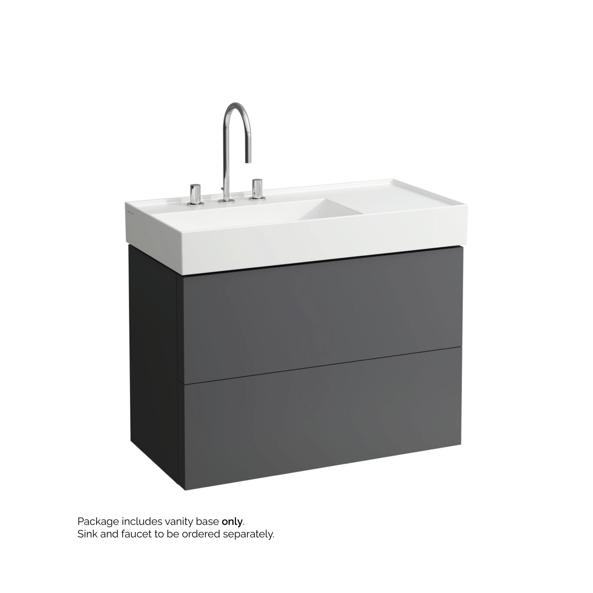 Laufen, Laufen Kartell 35" 2-Drawer Slate Gray Wall-Mounted Vanity With Drawer Organizer for Kartell Bathroom Sink Model: H810338