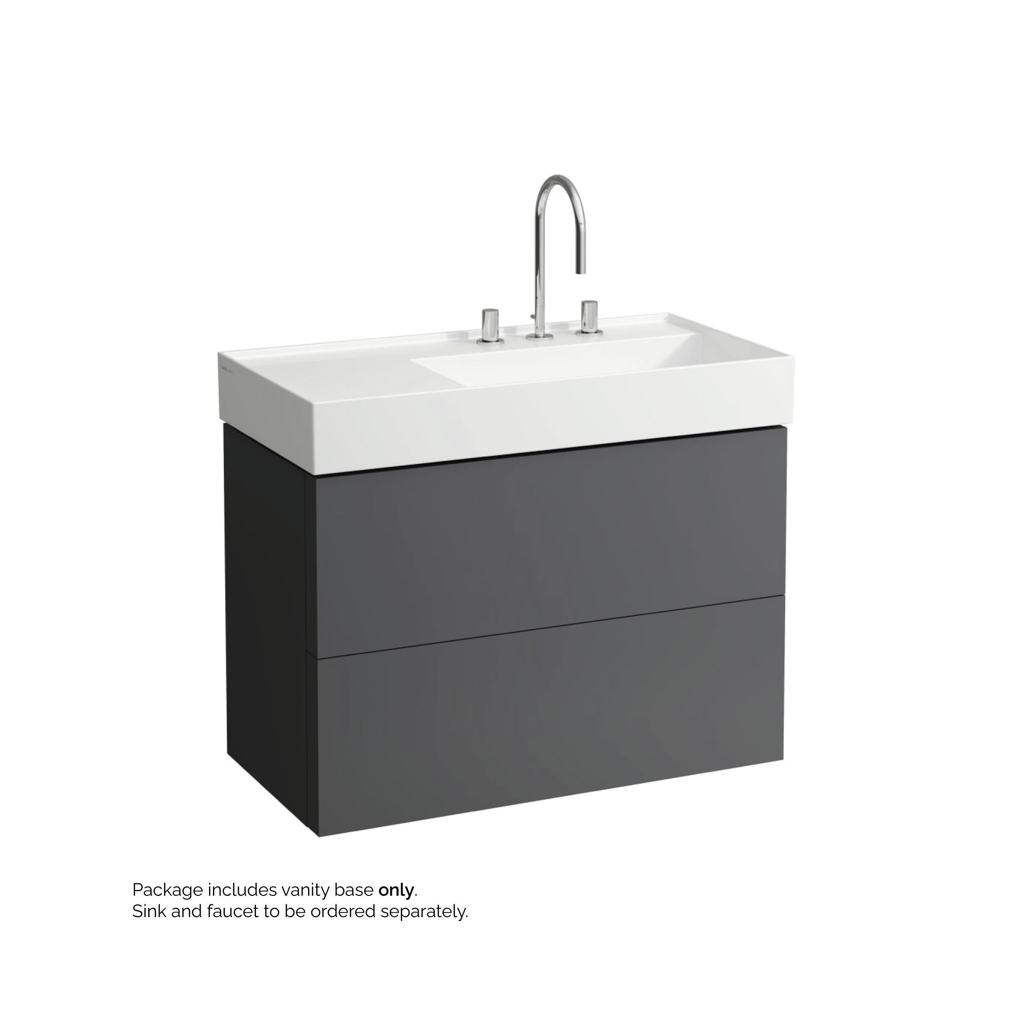 Laufen, Laufen Kartell 35" 2-Drawer Slate Gray Wall-Mounted Vanity With Drawer Organizer for Kartell Bathroom Sink Model: H810339