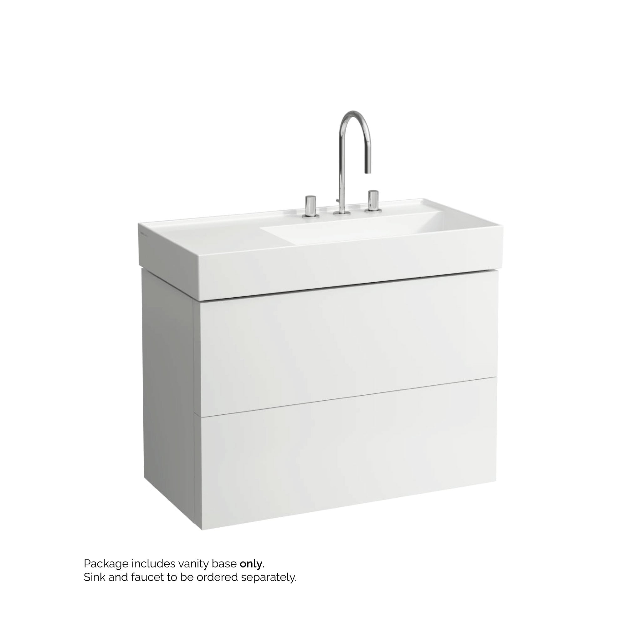 Laufen, Laufen Kartell 35" 2-Drawer White Wall-Mounted Vanity With Drawer Organizer for Kartell Bathroom Sink Model: H810339