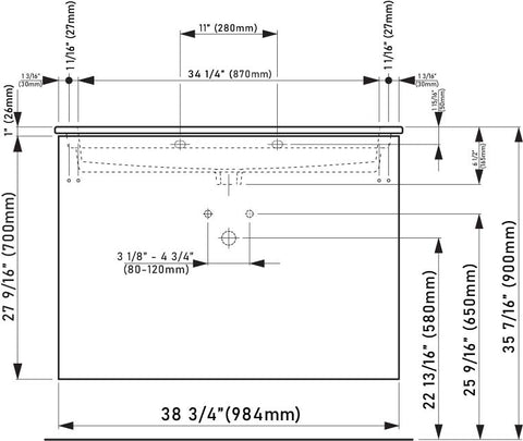 Laufen_Kartell_860337_Technical_Drawing_Front_View