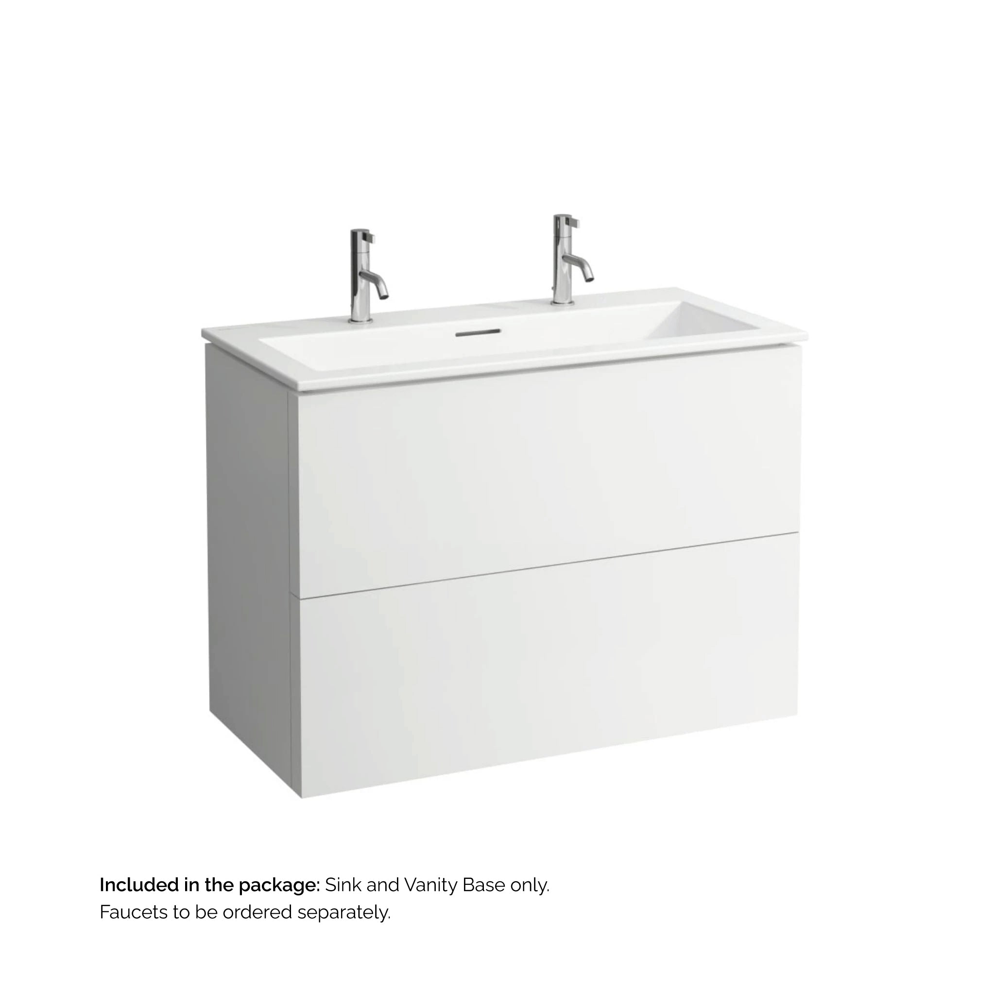 Laufen, Laufen Kartell 39" 2-Drawer Matte White Wall-Mounted Vanity Set With 2-Hole Bathroom Sink