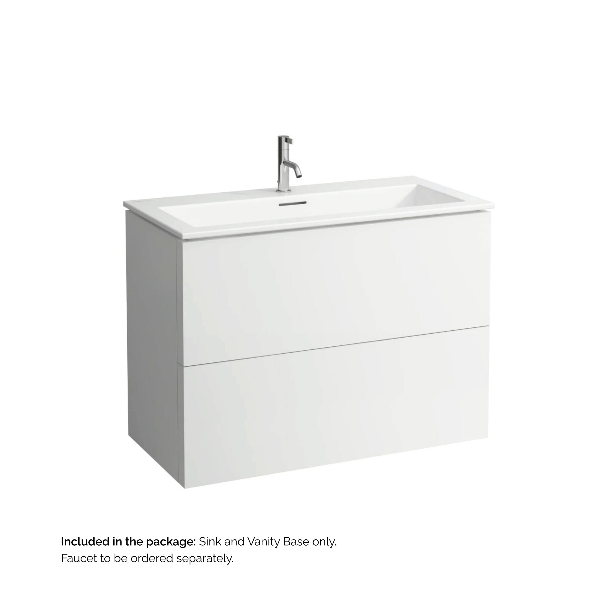 Laufen, Laufen Kartell 39" 2-Drawer Matte White Wall-Mounted Vanity Set With Single-Hole Bathroom Sink