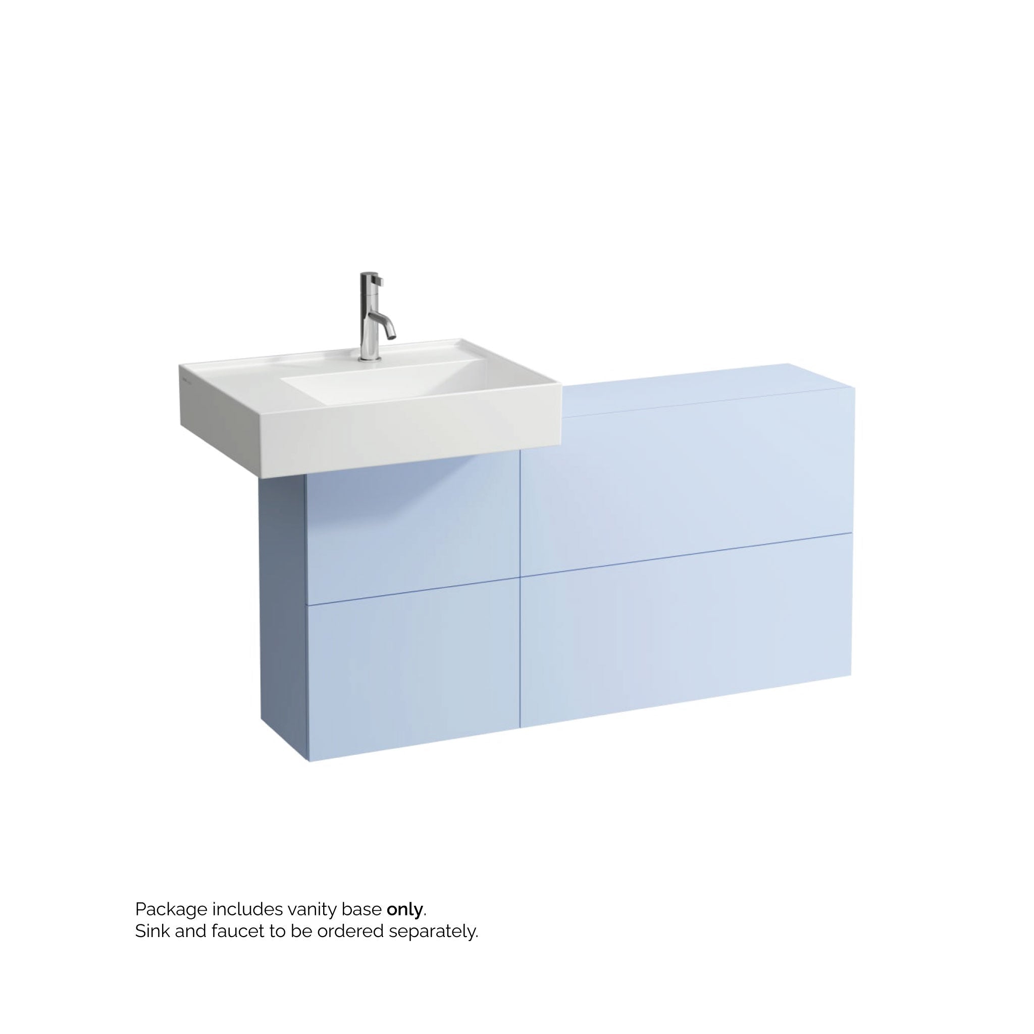 Laufen, Laufen Kartell 47" 1-Door and 2-Flap Gray Blue Wall-Mounted Sideboard Vanity With Sink Placement on the Left