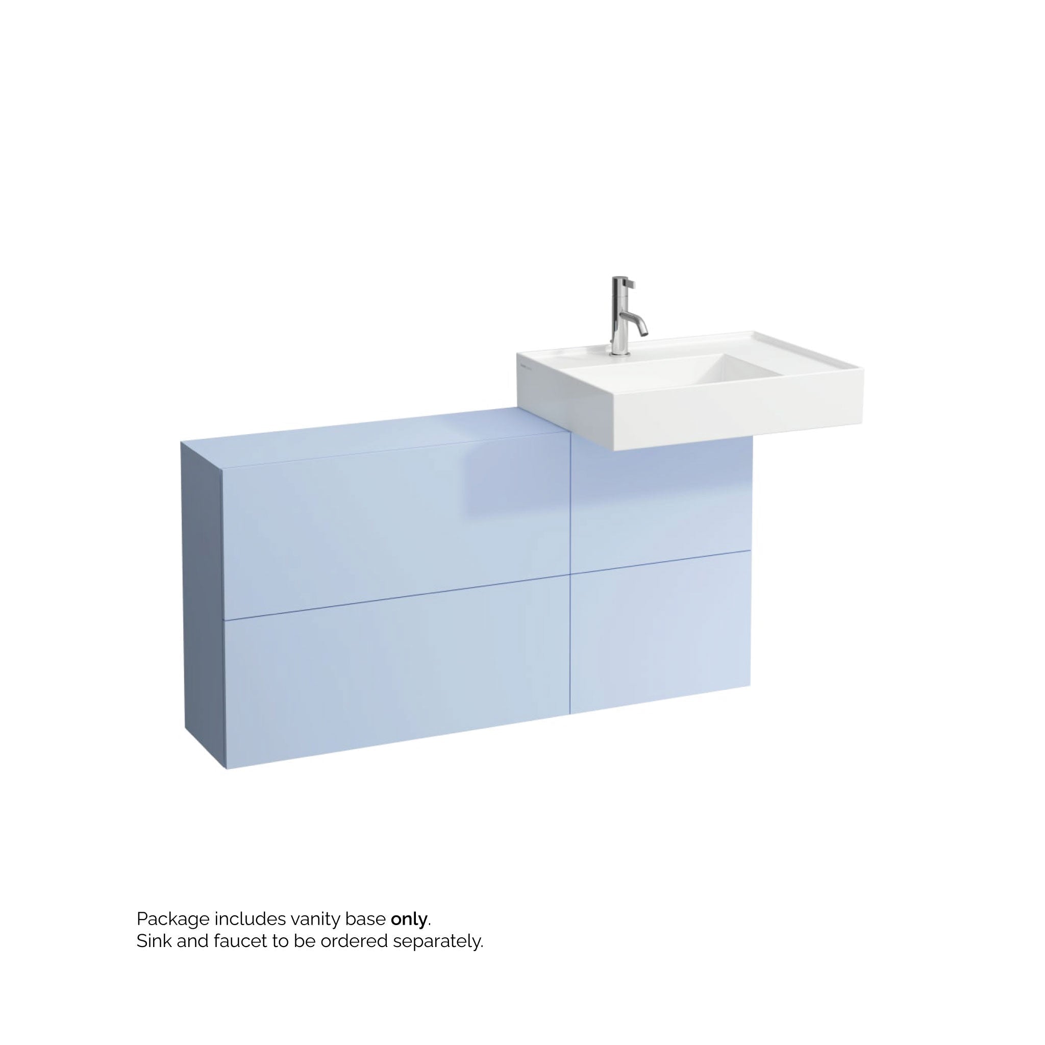 Laufen, Laufen Kartell 47" 1-Door and 2-Flap Gray Blue Wall-Mounted Sideboard Vanity With Sink Placement on the Right