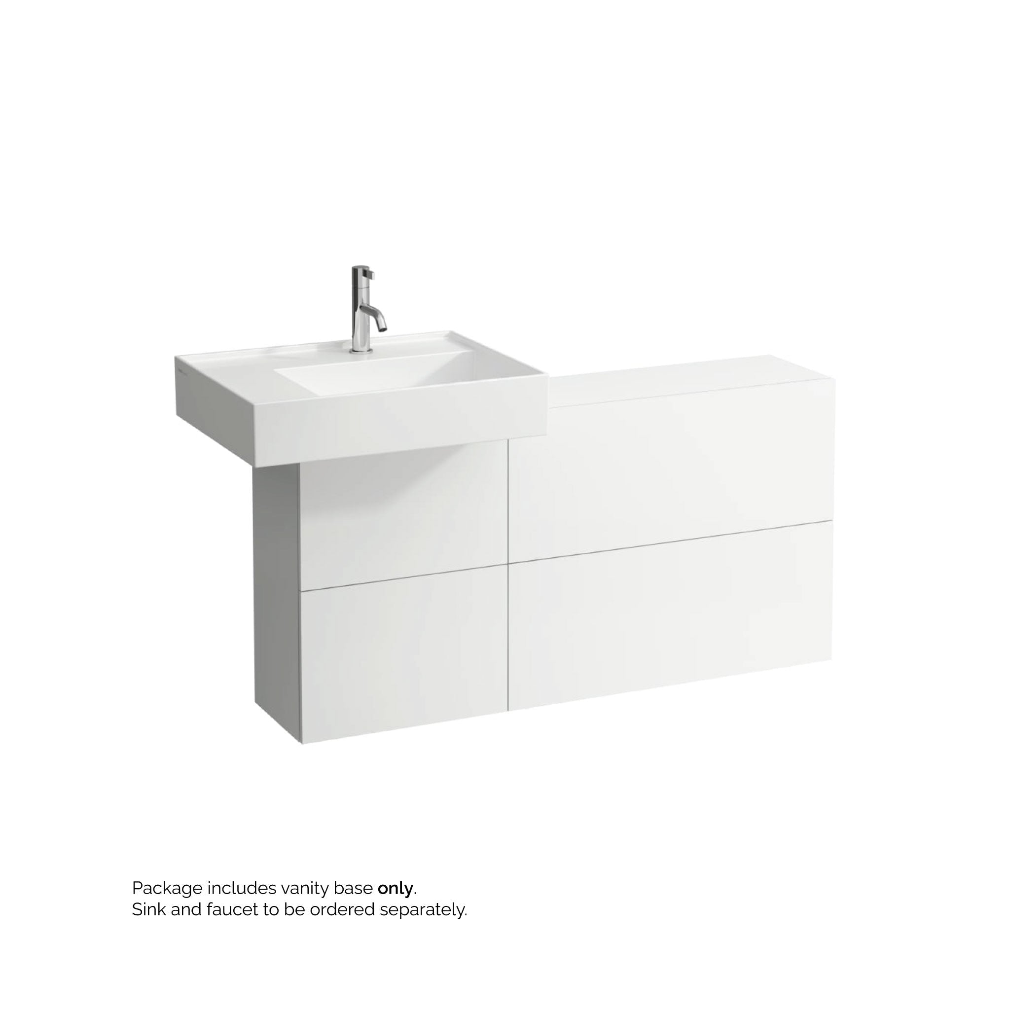 Laufen, Laufen Kartell 47" 1-Door and 2-Flap Matte White Wall-Mounted Sideboard Vanity With Sink Placement on the Left