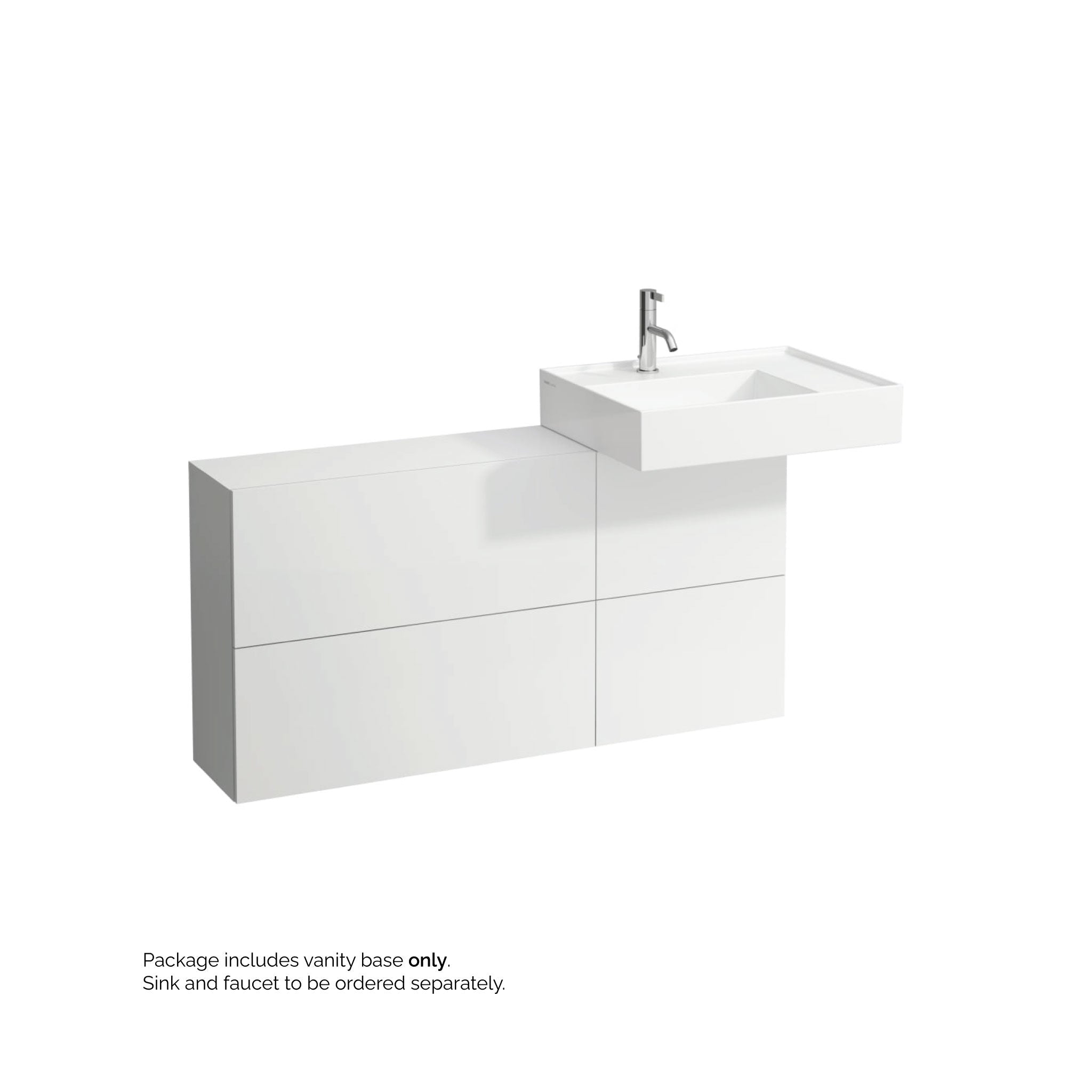 Laufen, Laufen Kartell 47" 1-Door and 2-Flap Matte White Wall-Mounted Sideboard Vanity With Sink Placement on the Right