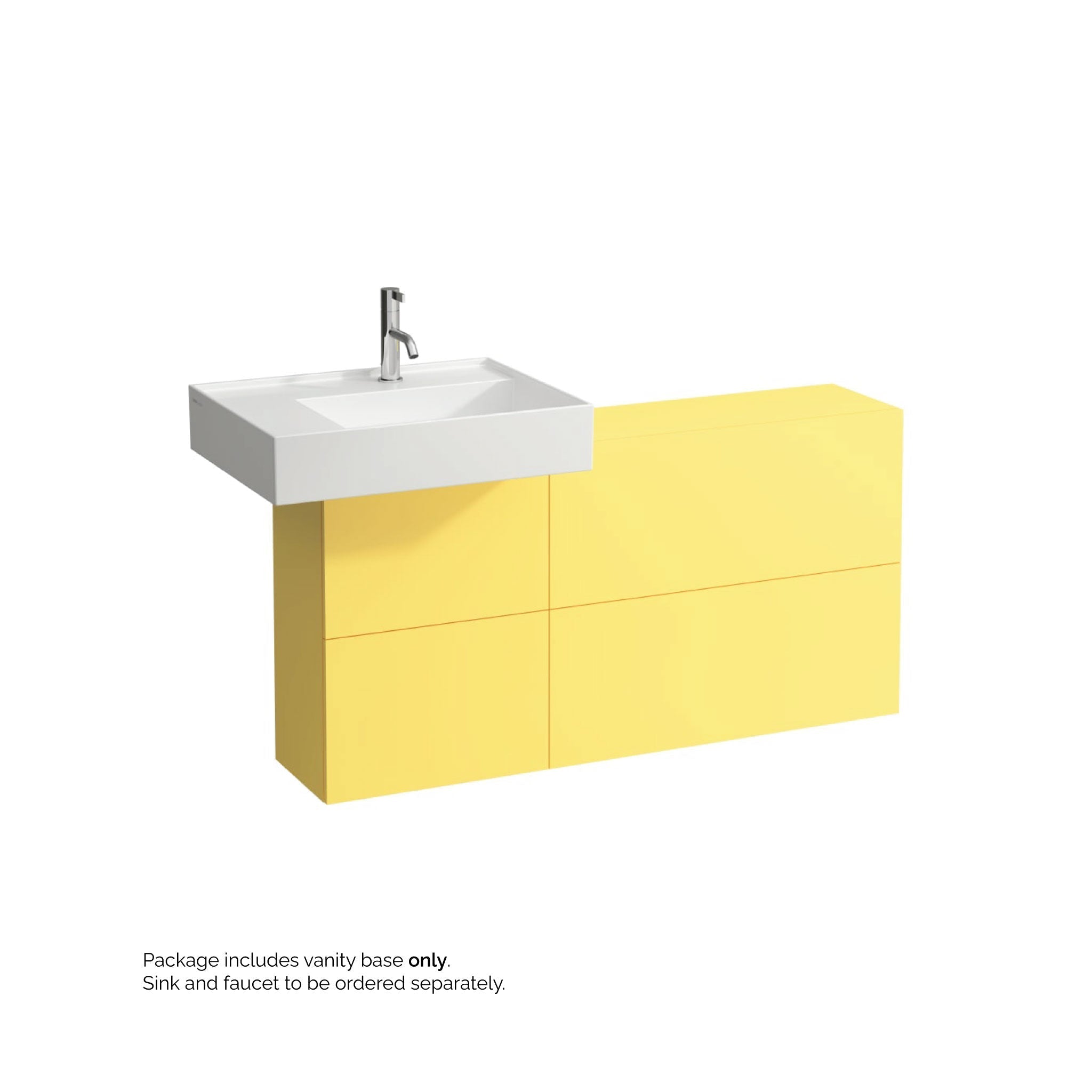 Laufen, Laufen Kartell 47" 1-Door and 2-Flap Mustard Yellow Wall-Mounted Sideboard Vanity With Sink Placement on the Left