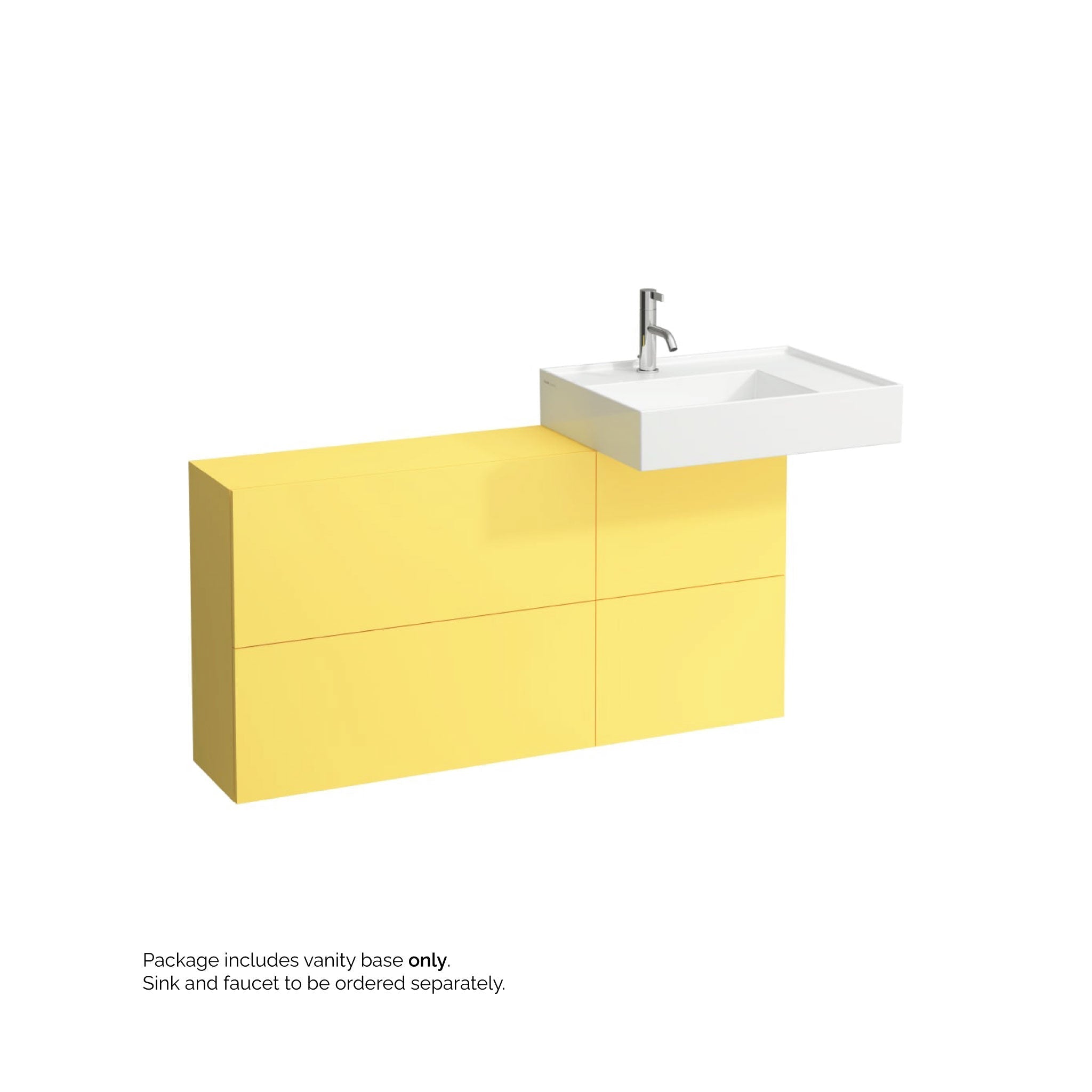 Laufen, Laufen Kartell 47" 1-Door and 2-Flap Mustard Yellow Wall-Mounted Sideboard Vanity With Sink Placement on the Right