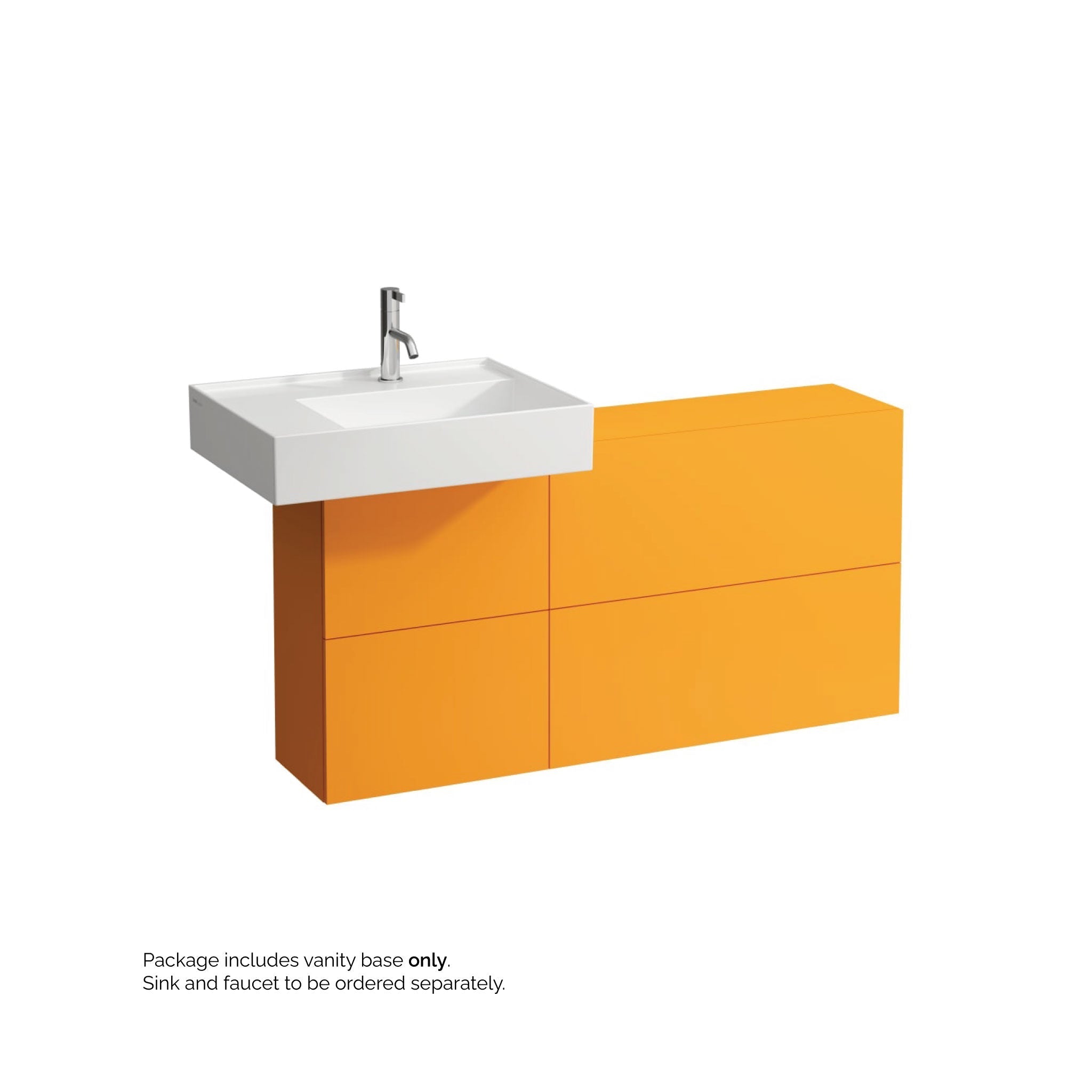 Laufen, Laufen Kartell 47" 1-Door and 2-Flap Ochre Brown Wall-Mounted Sideboard Vanity With Sink Placement on the Left