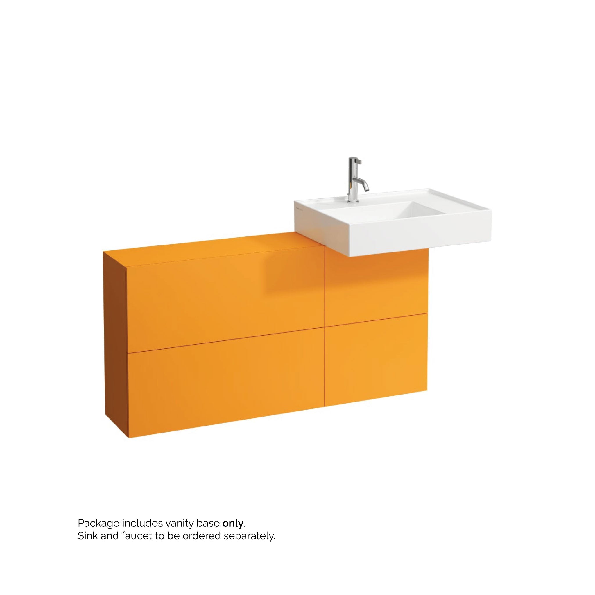 Laufen, Laufen Kartell 47" 1-Door and 2-Flap Ochre Brown Wall-Mounted Sideboard Vanity With Sink Placement on the Right