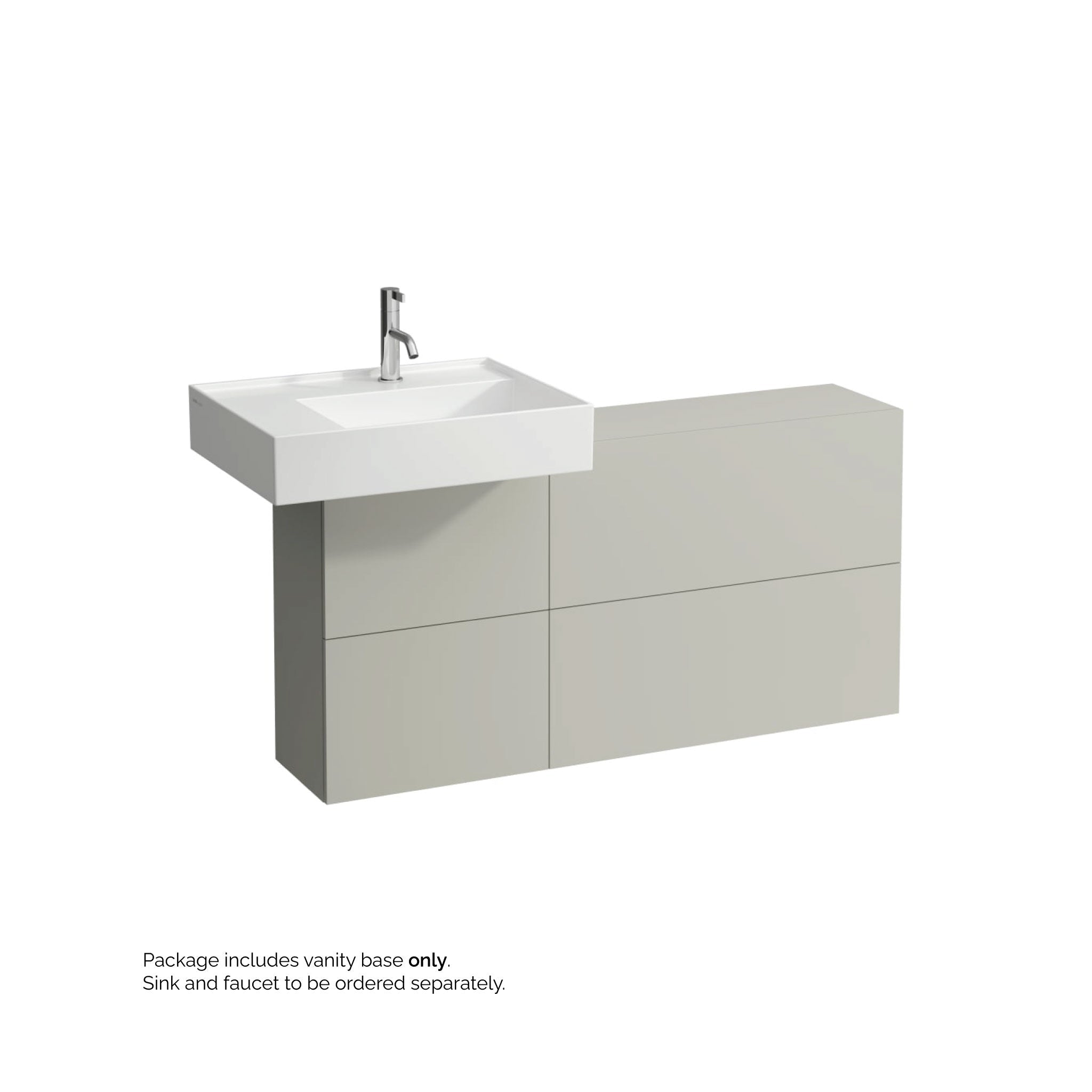 Laufen, Laufen Kartell 47" 1-Door and 2-Flap Pebble Gray Wall-Mounted Sideboard Vanity With Sink Placement on the Left