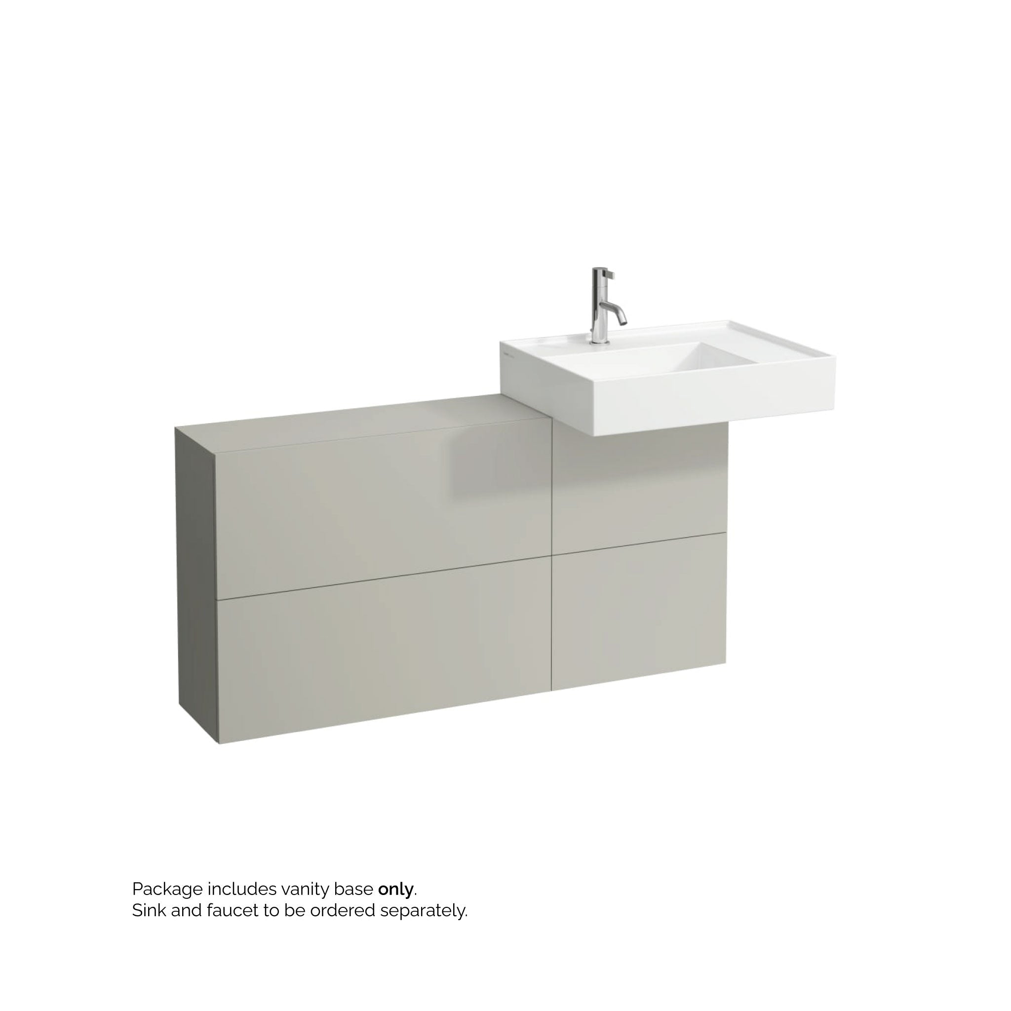 Laufen, Laufen Kartell 47" 1-Door and 2-Flap Pebble Gray Wall-Mounted Sideboard Vanity With Sink Placement on the Right