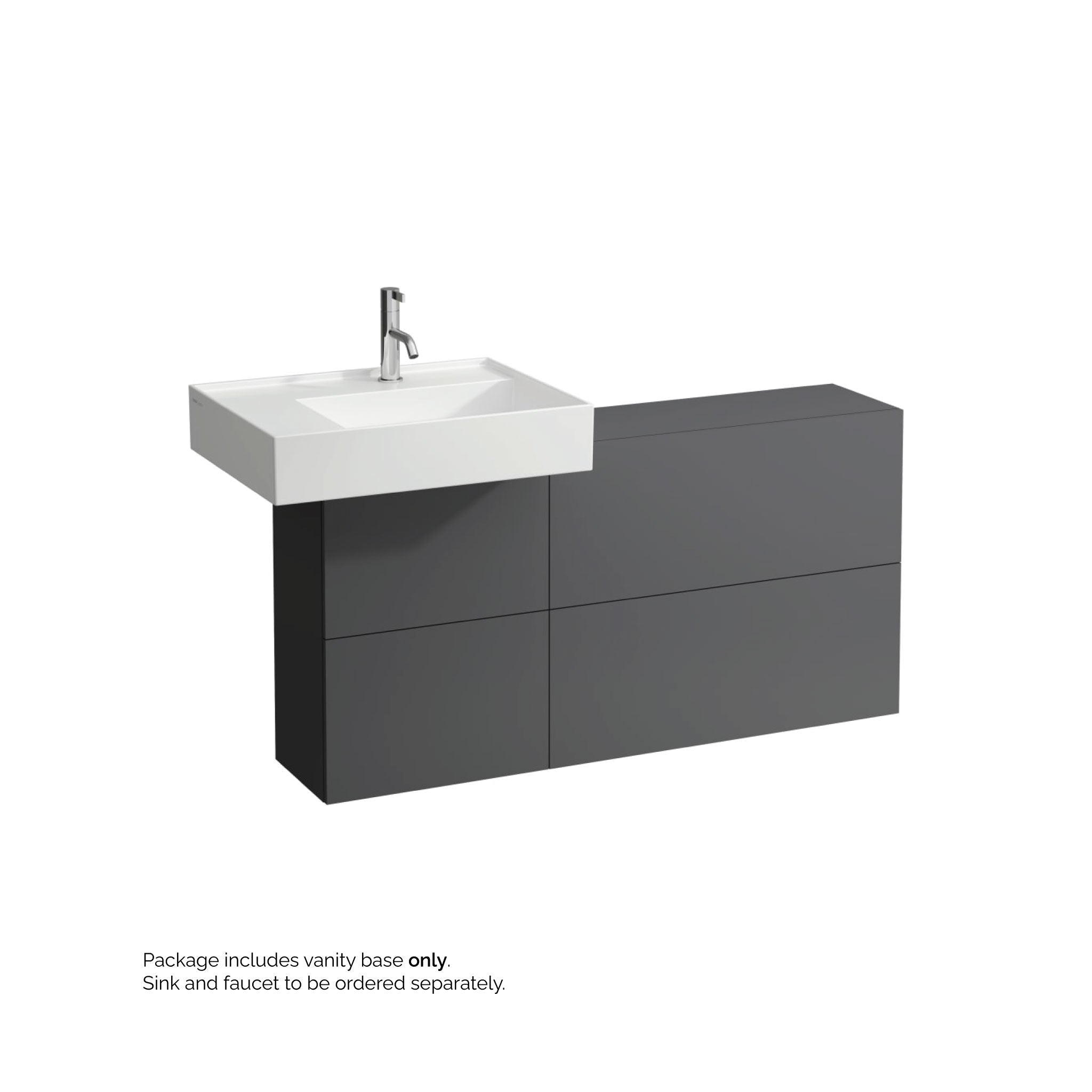 Laufen, Laufen Kartell 47" 1-Door and 2-Flap Slate Gray Wall-Mounted Sideboard Vanity With Sink Placement on the Left