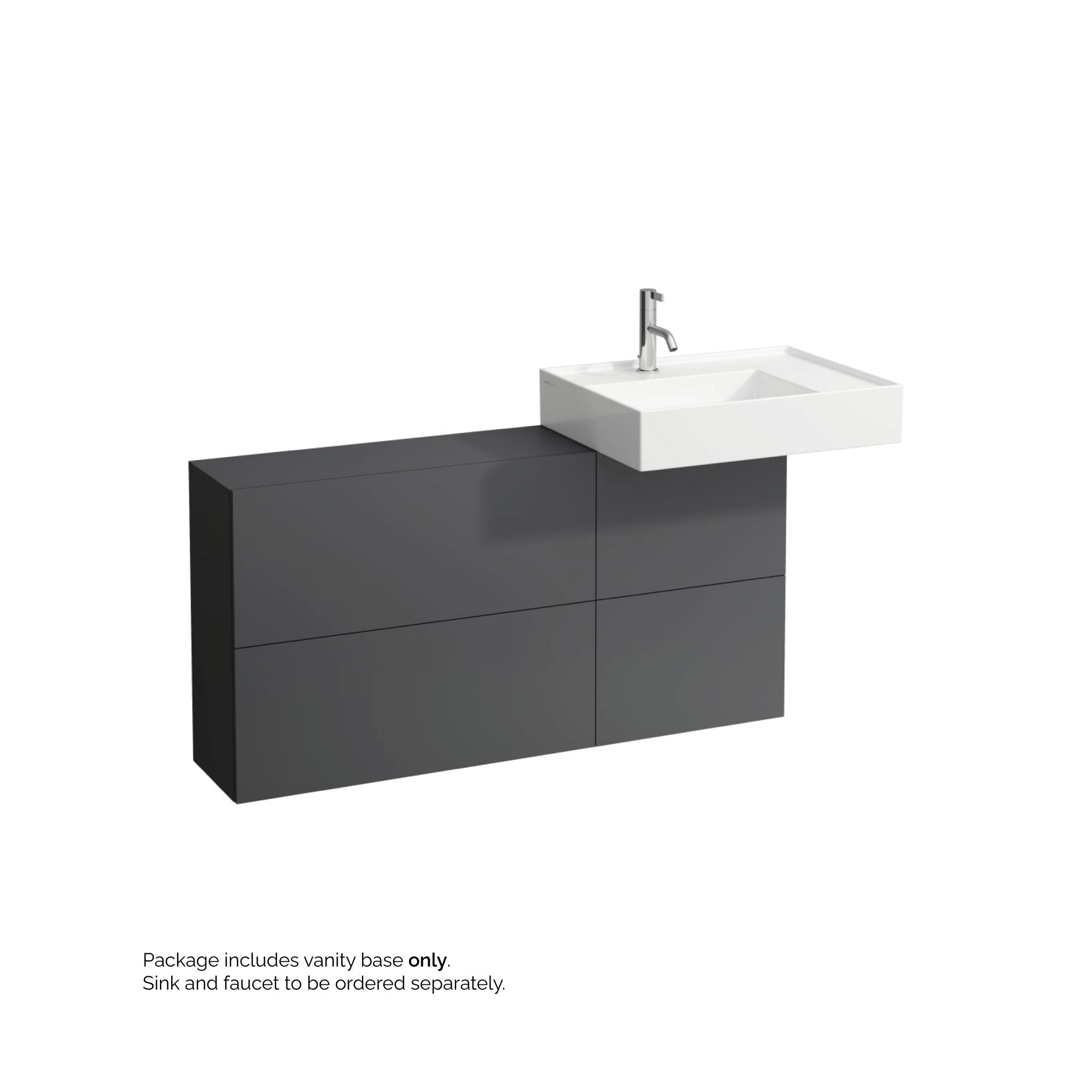 Laufen, Laufen Kartell 47" 1-Door and 2-Flap Slate Gray Wall-Mounted Sideboard Vanity With Sink Placement on the Right