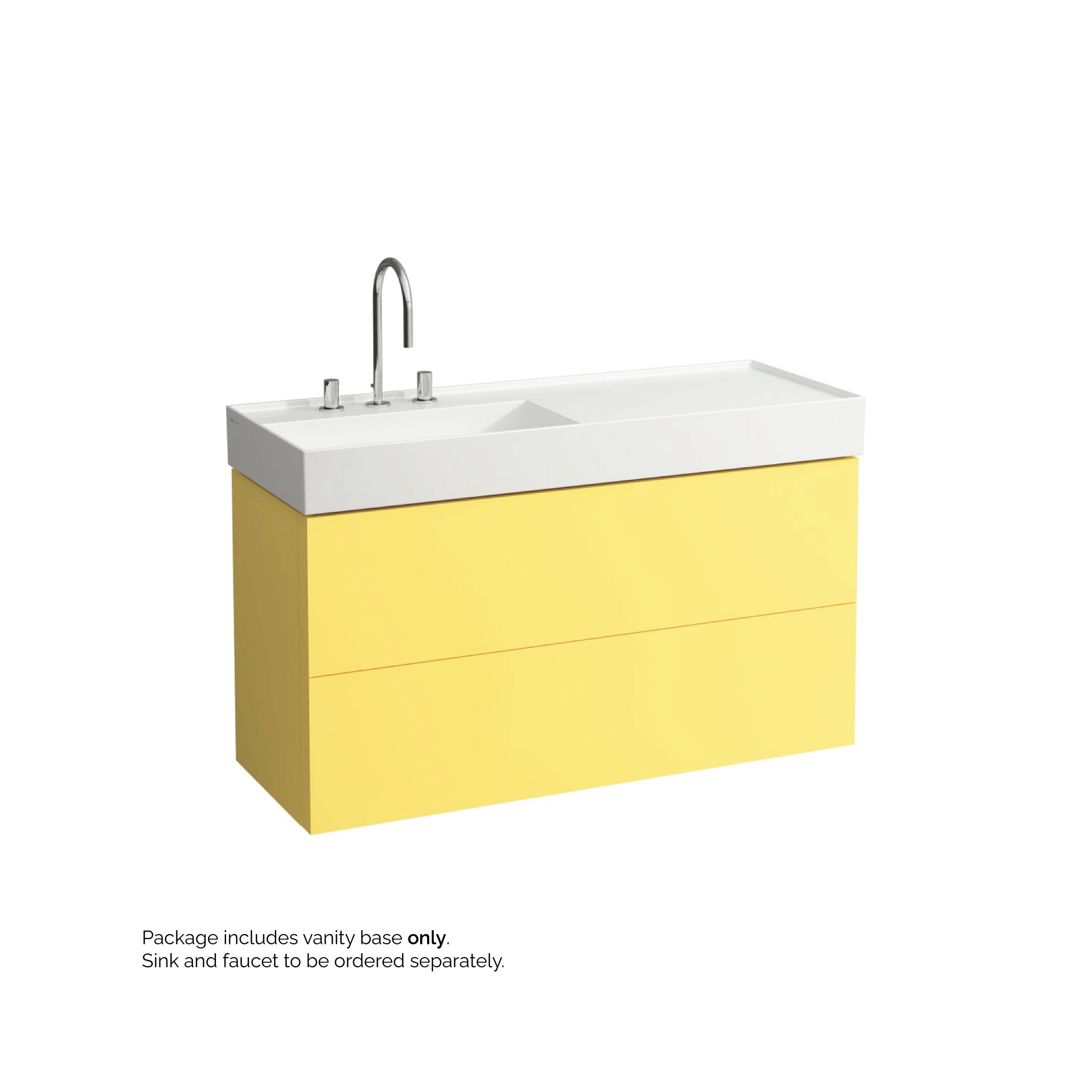 Laufen, Laufen Kartell 47" 2-Drawer Mustard Yellow Wall-Mounted Vanity With Drawer Organizer for Kartell Bathroom Sink Model: H813332