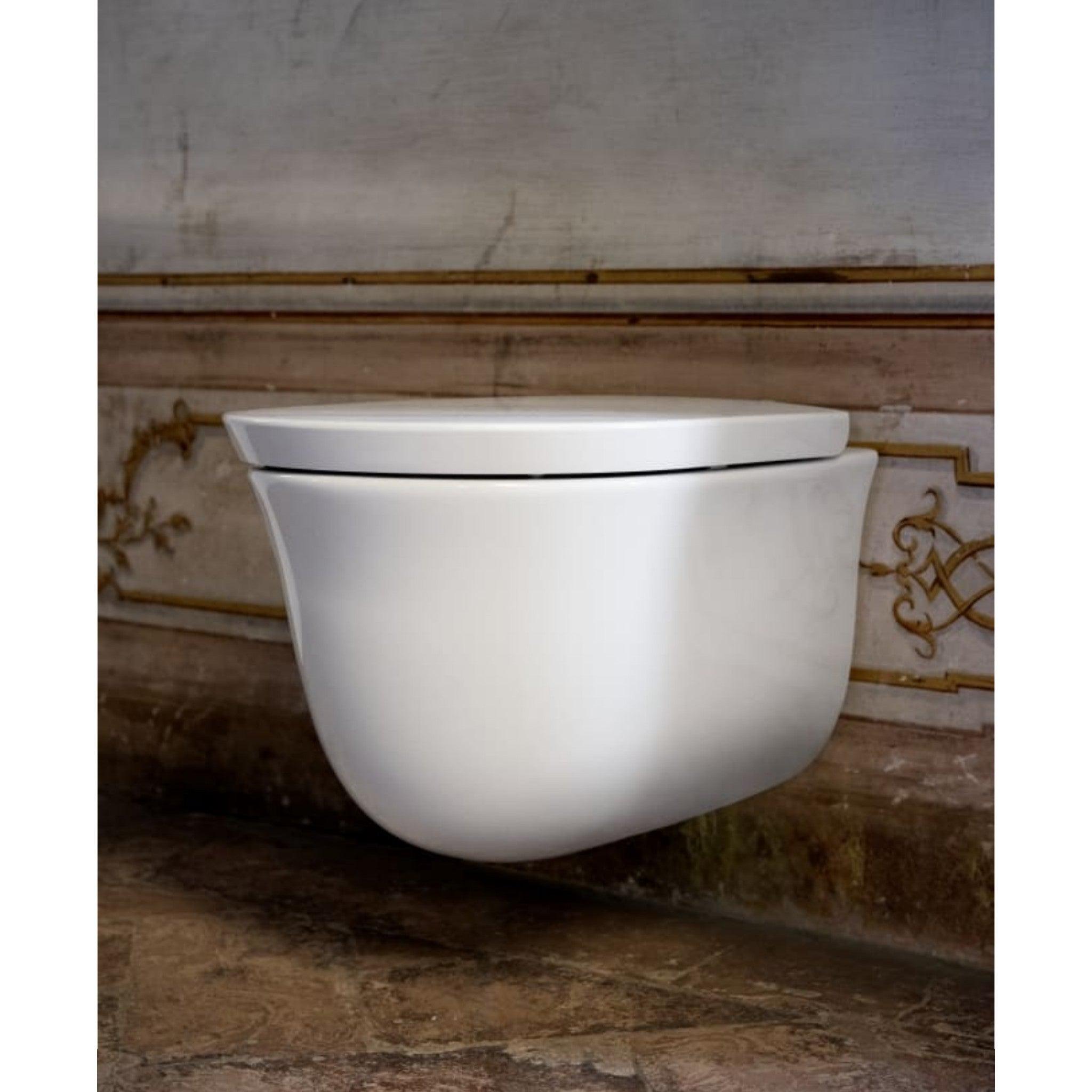 Laufen, Laufen New Classic 15" Matte White Dual-Flush Washdown Rimless Wall-Mounted Toilet