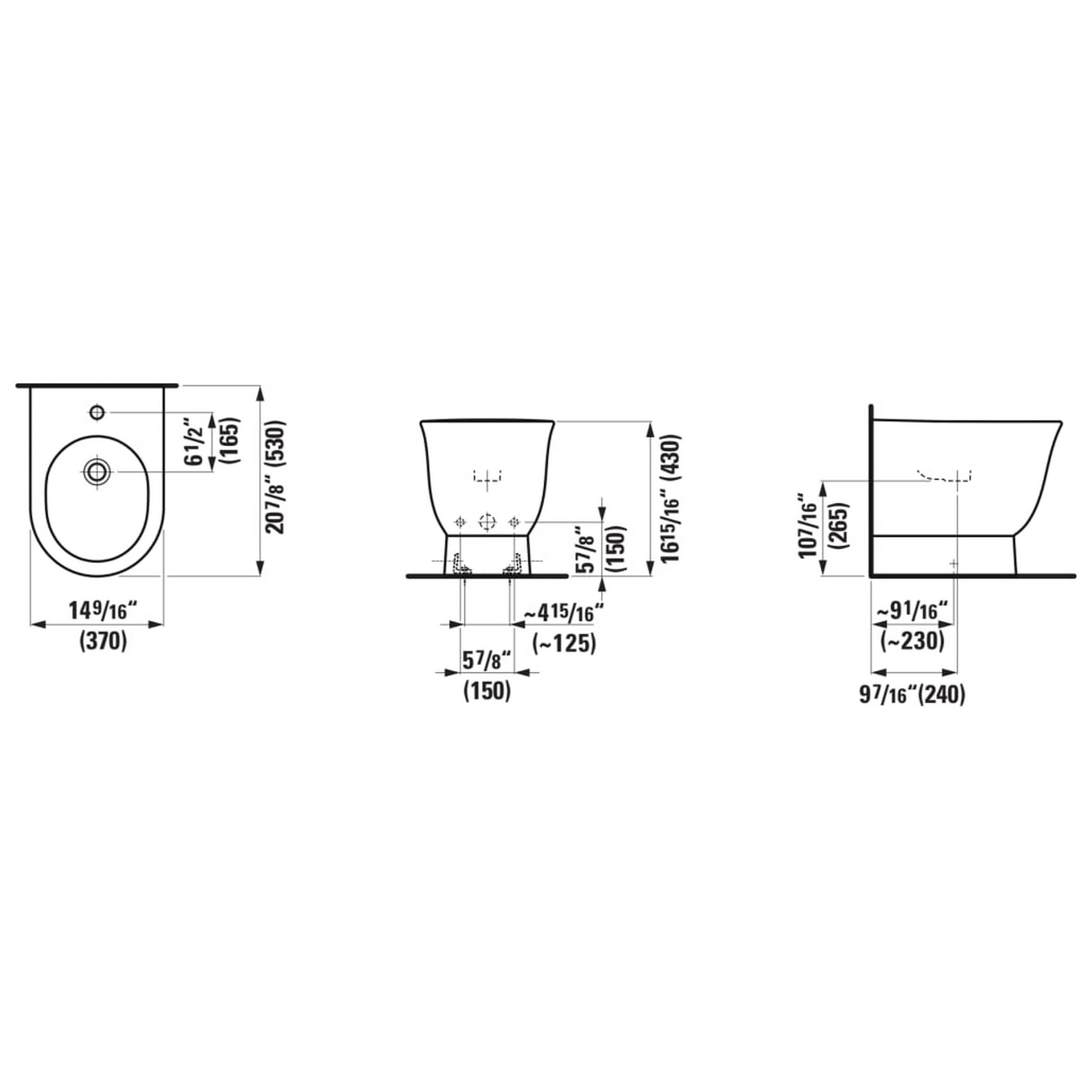 Laufen, Laufen New Classic 15" Single-Hole Mattte White Floor-Mounted Bidet