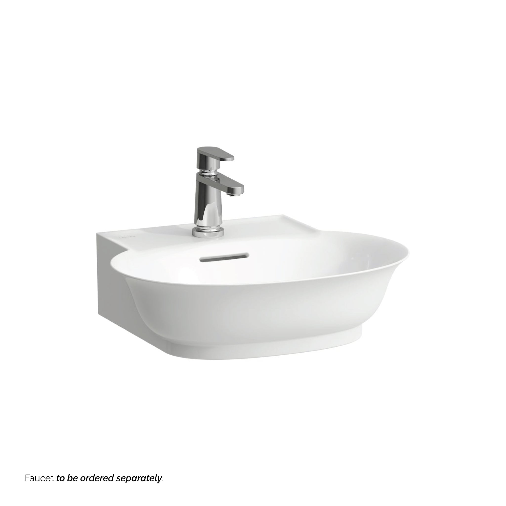 Laufen, Laufen New Classic 20" x 18" Matte White Ceramic Countertop Bathroom Sink With Faucet Hole