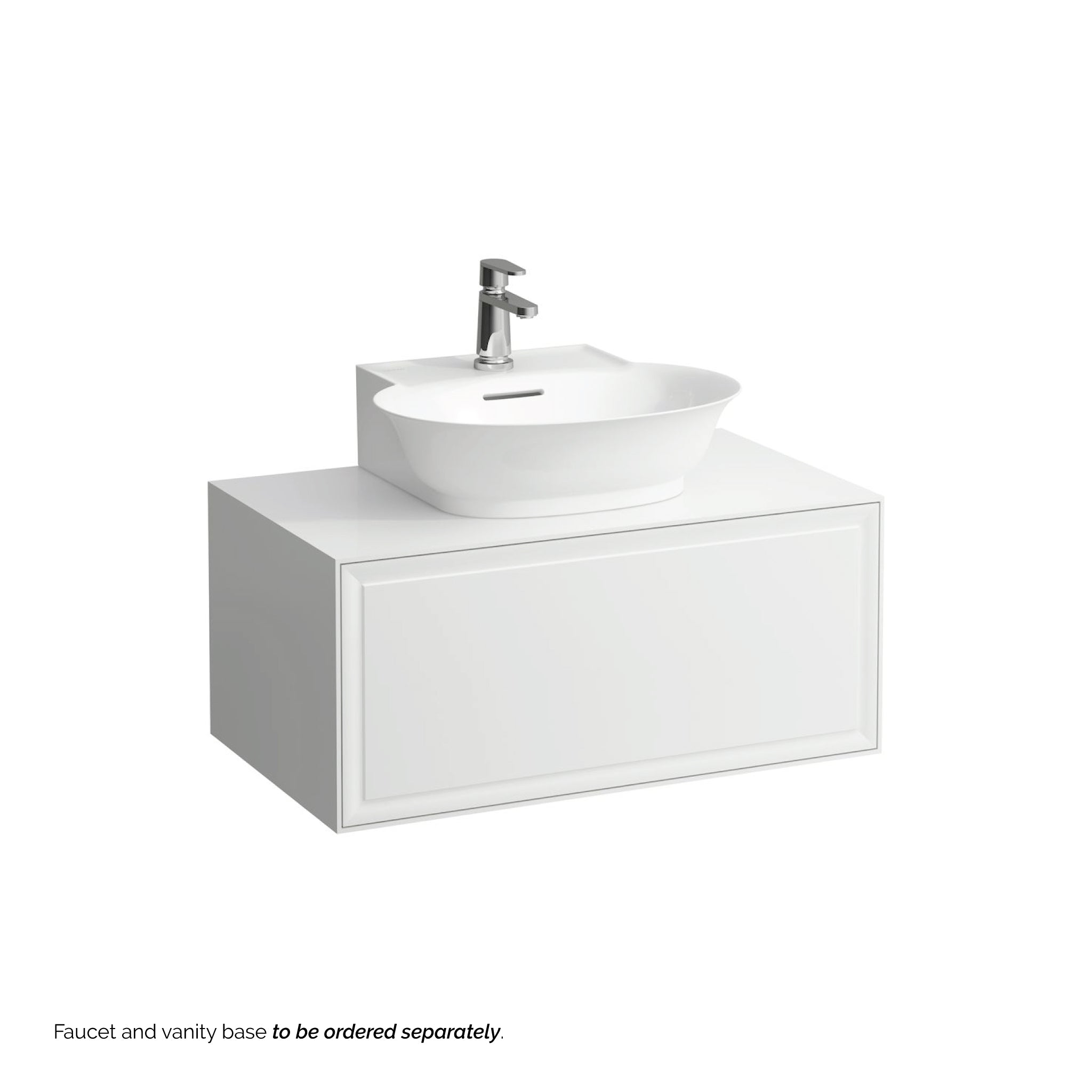 Laufen, Laufen New Classic 20" x 18" Matte White Ceramic Countertop Bathroom Sink With Faucet Hole