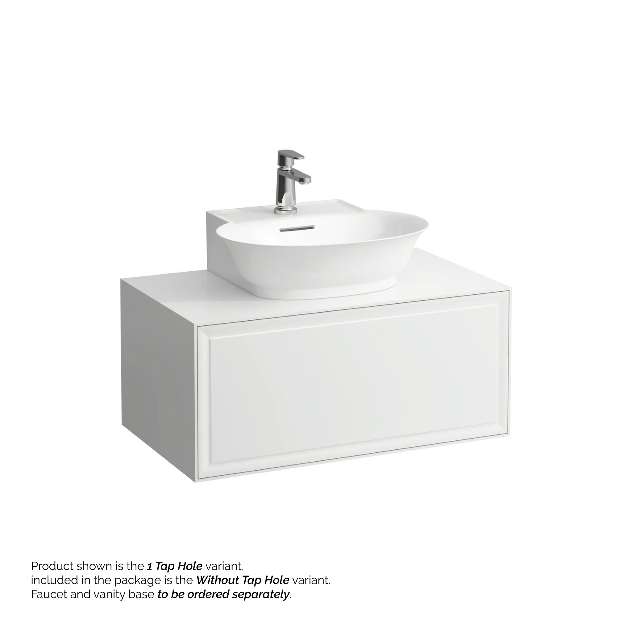 Laufen, Laufen New Classic 20" x 18" Matte White Ceramic Countertop Bathroom Sink Without Faucet Hole