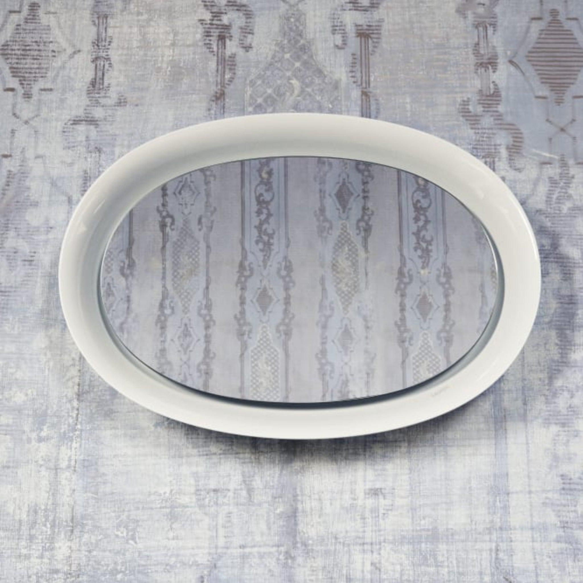 Laufen, Laufen New Classic 20" x 28" Oval LED Mirror With Glossy White Ceramic Frame