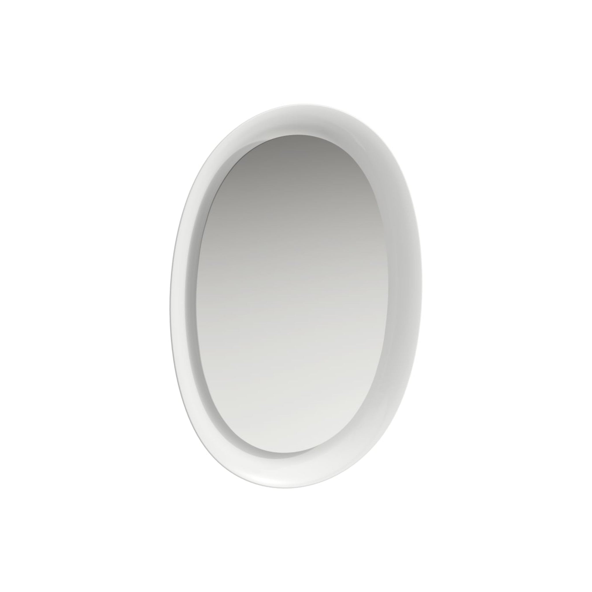 Laufen, Laufen New Classic 20" x 28" Oval LED Mirror With Glossy White Ceramic Frame