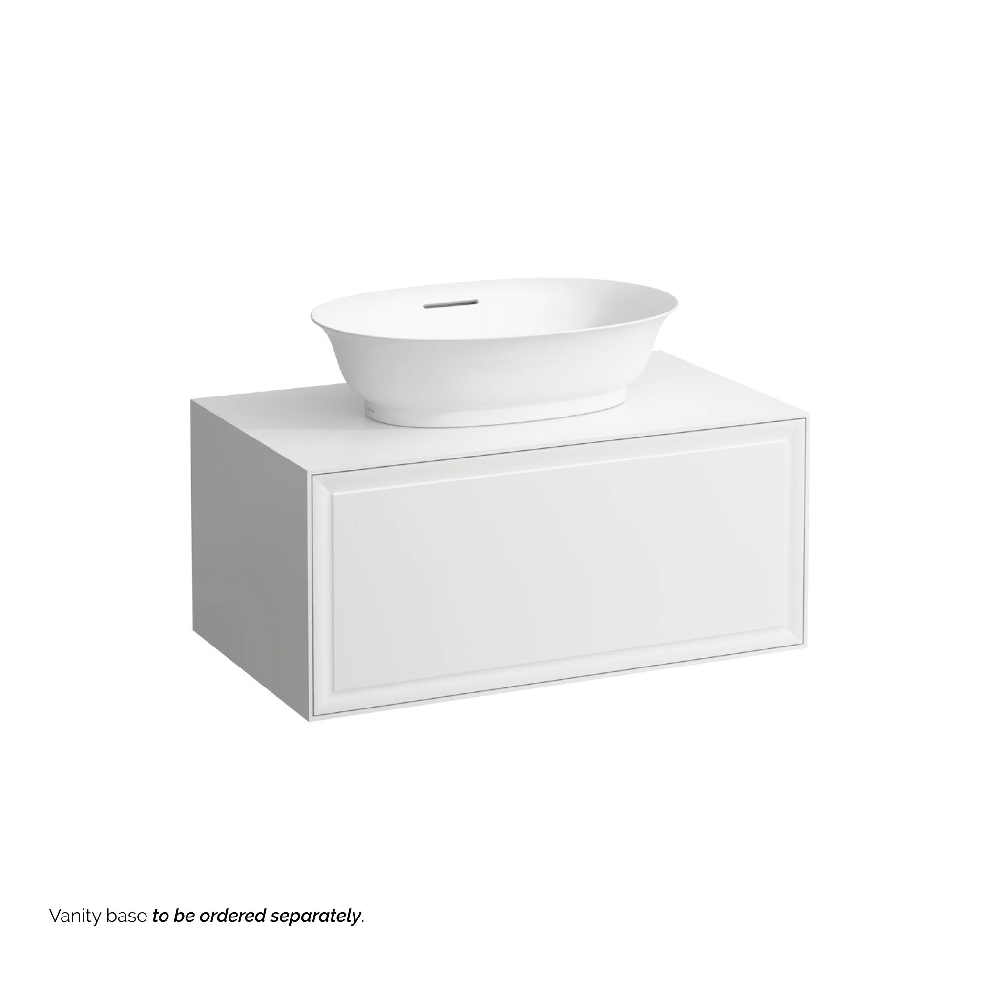 Laufen, Laufen New Classic 22" x 15" Oval Matte White Ceramic Vessel Bathroom Sink With Overflow Slot