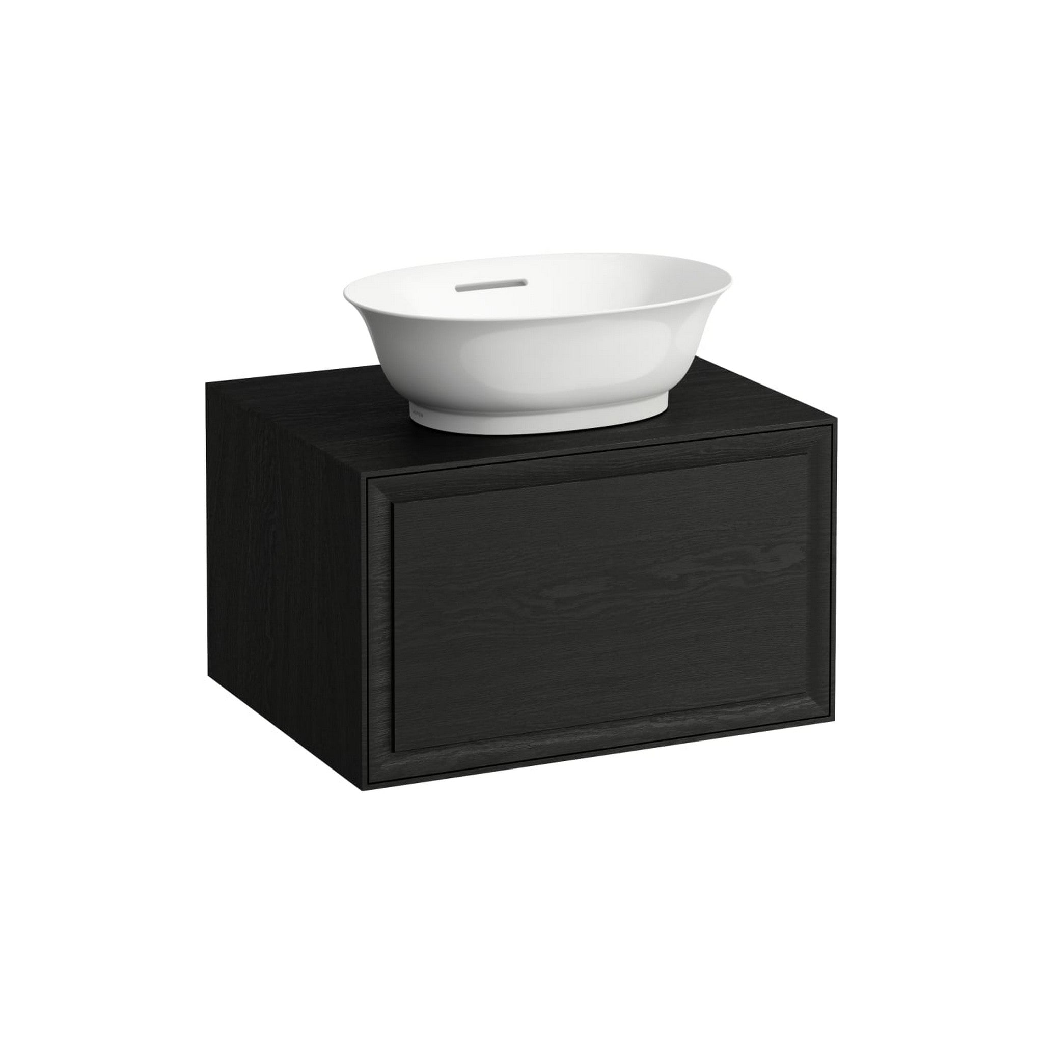 Laufen, Laufen New Classic 23" 1-Drawer Blacked Oak Wall-Mounted Vanity With Center Sink Cut-out