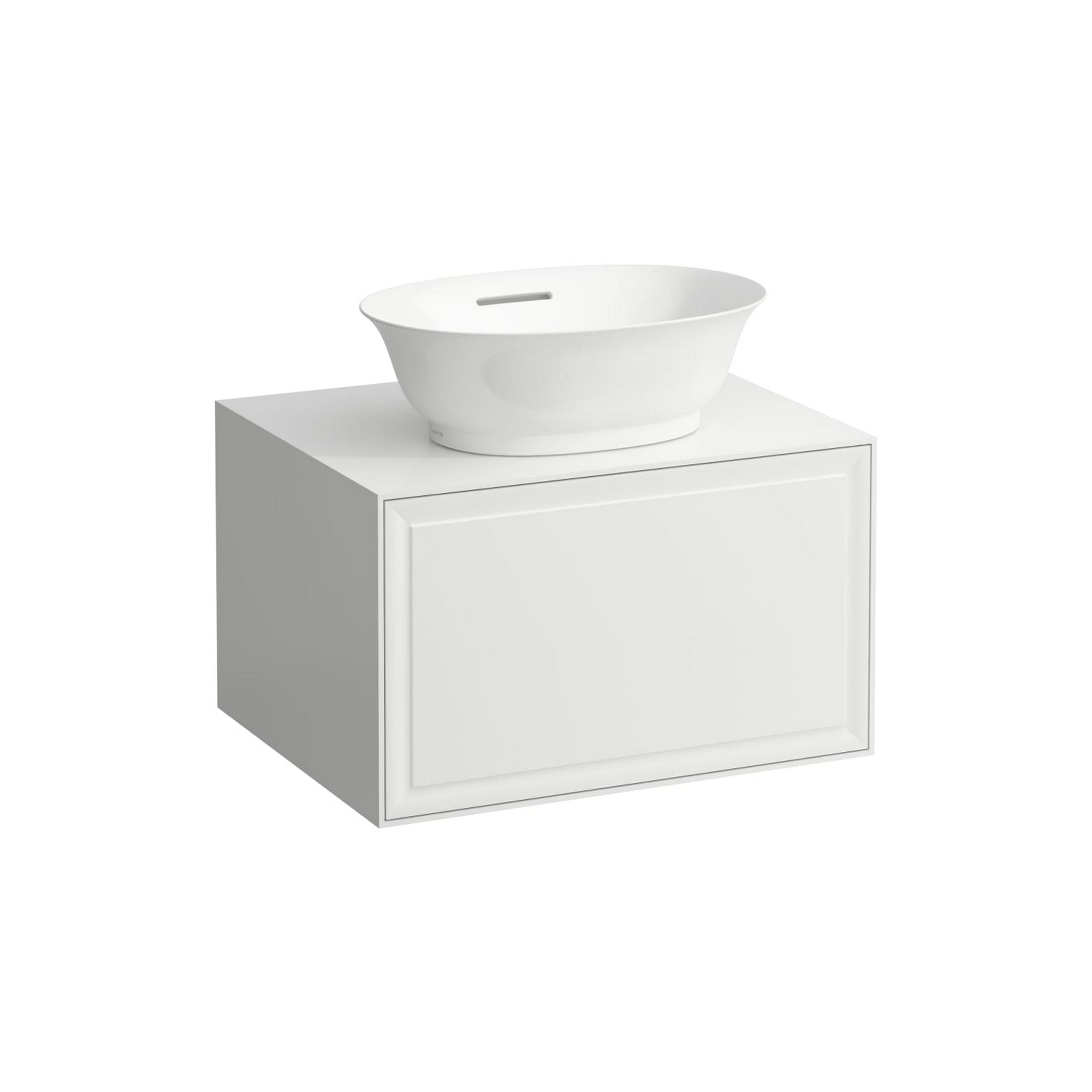 Laufen, Laufen New Classic 23" 1-Drawer Matte White Wall-Mounted Vanity With Center Sink Cut-out