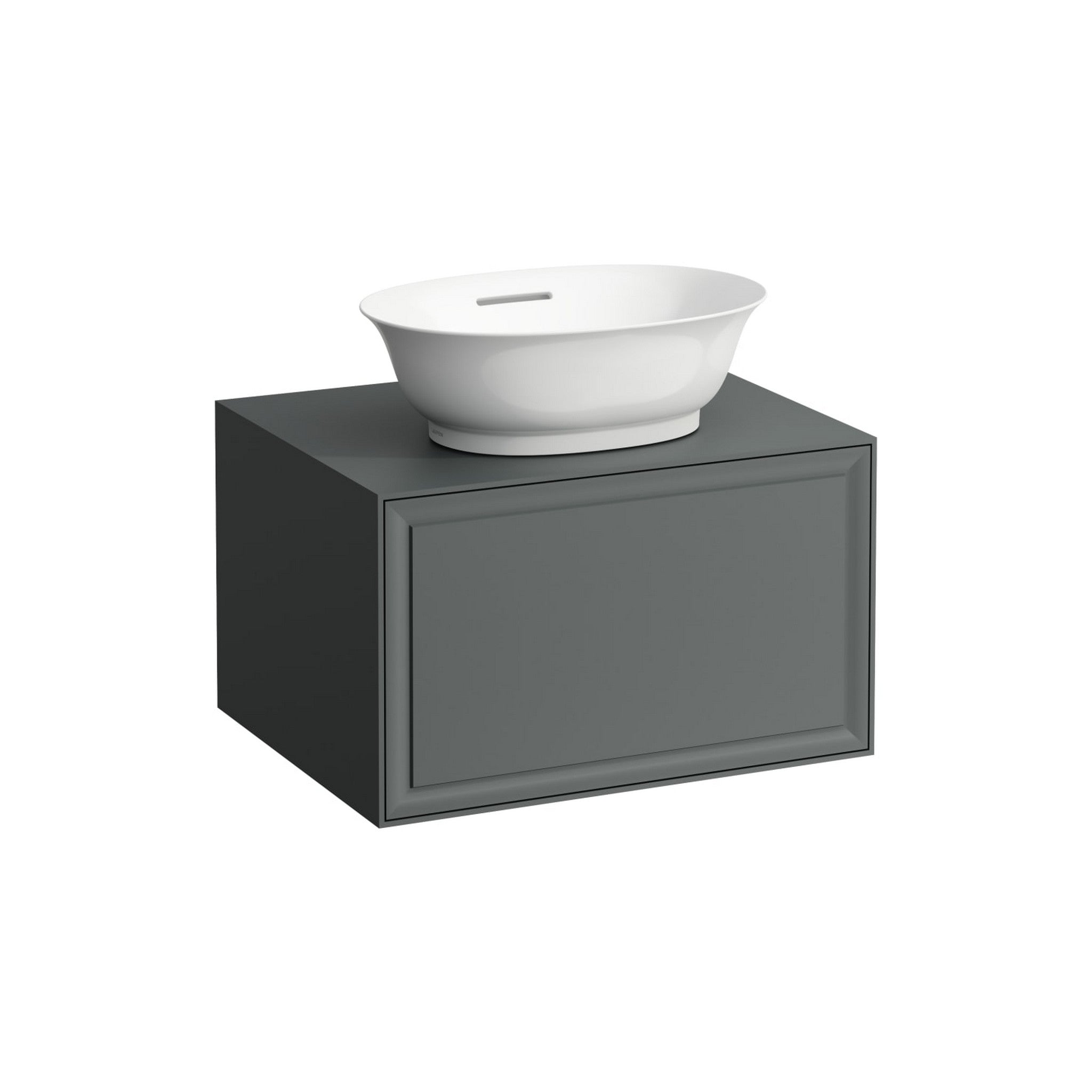 Laufen, Laufen New Classic 23" 1-Drawer Traffic Gray Wall-Mounted Vanity With Center Sink Cut-out