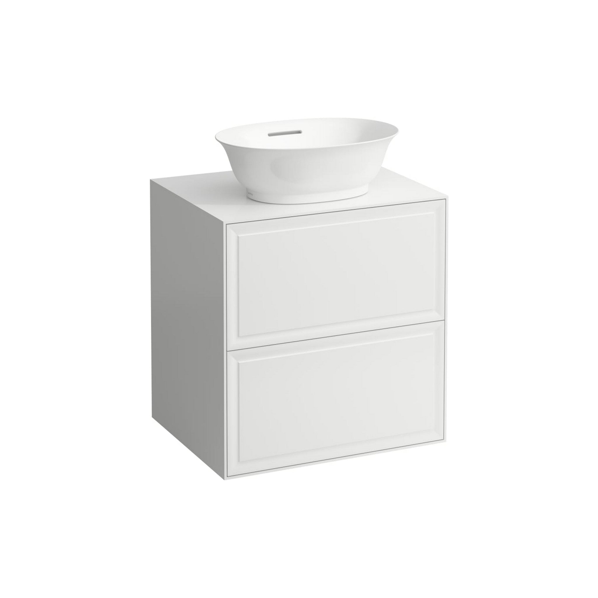 Laufen, Laufen New Classic 23" 2-Drawer Matte White Wall-Mounted Vanity With Center Sink Cut-out