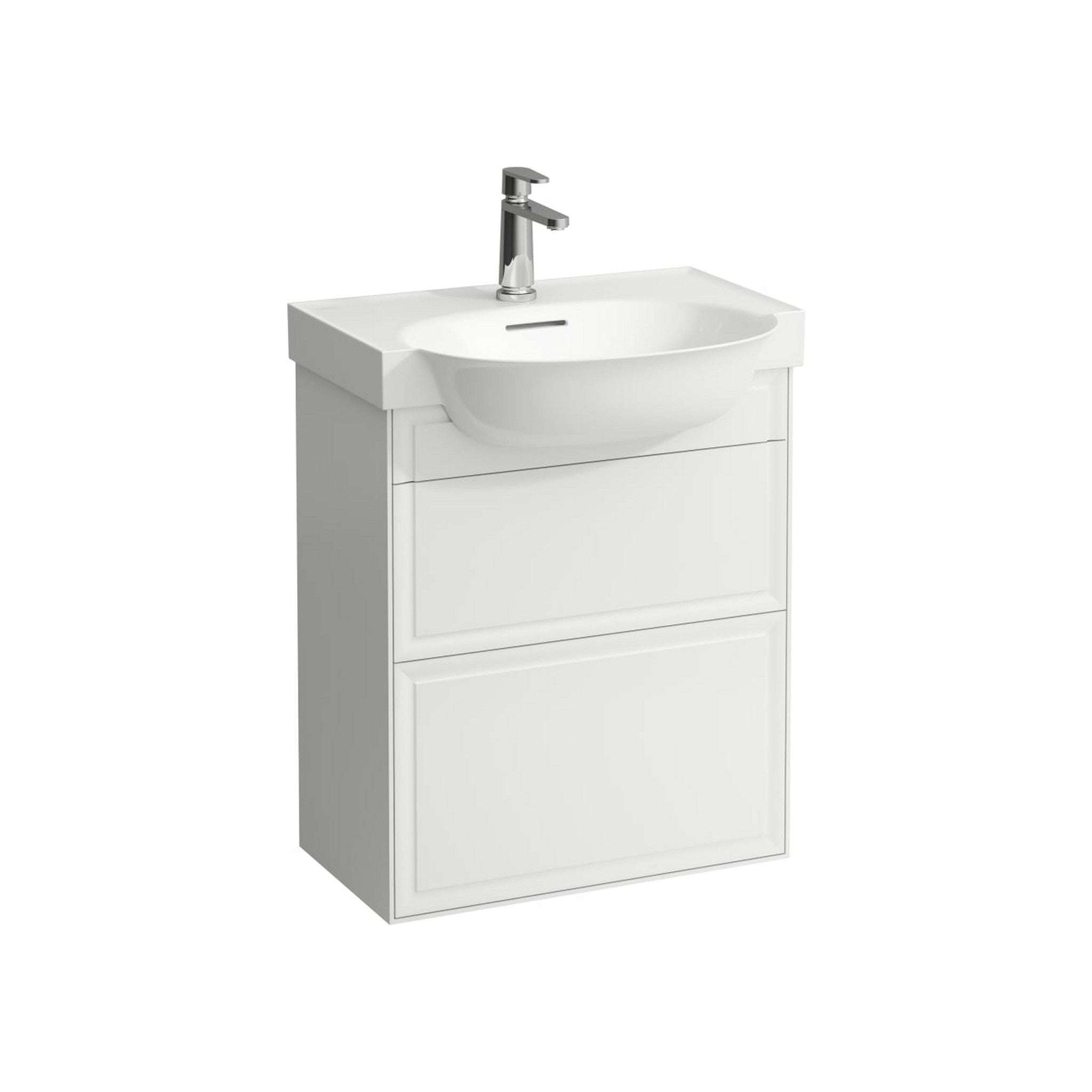 Laufen, Laufen New Classic 23" 2-Drawer Matte White Wall-Mounted Vanity for New Classic Bathroom Sink Model: H813853