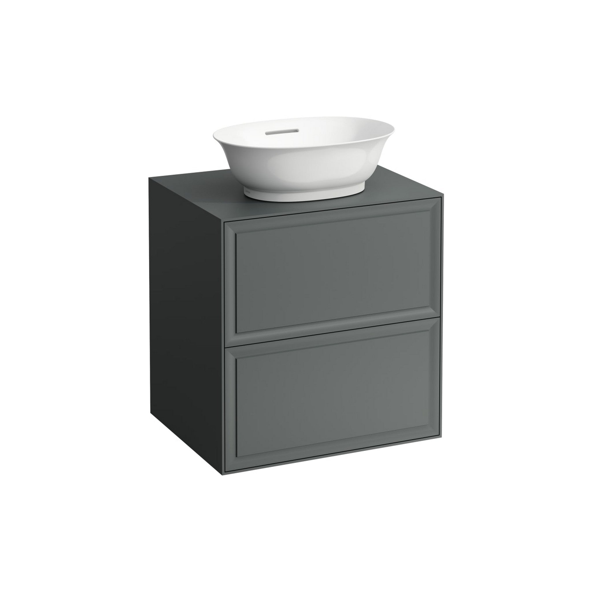 Laufen, Laufen New Classic 23" 2-Drawer Traffic Gray Wall-Mounted Vanity With Center Sink Cut-out