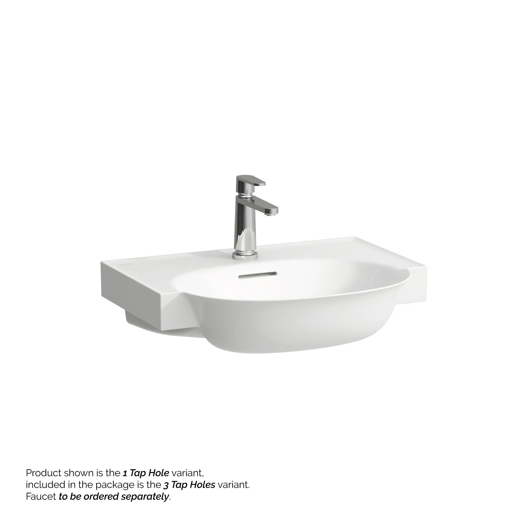 Laufen, Laufen New Classic 24" x 19" White Ceramic Wall-Mounted Bathroom Sink With 3 Faucet Holes