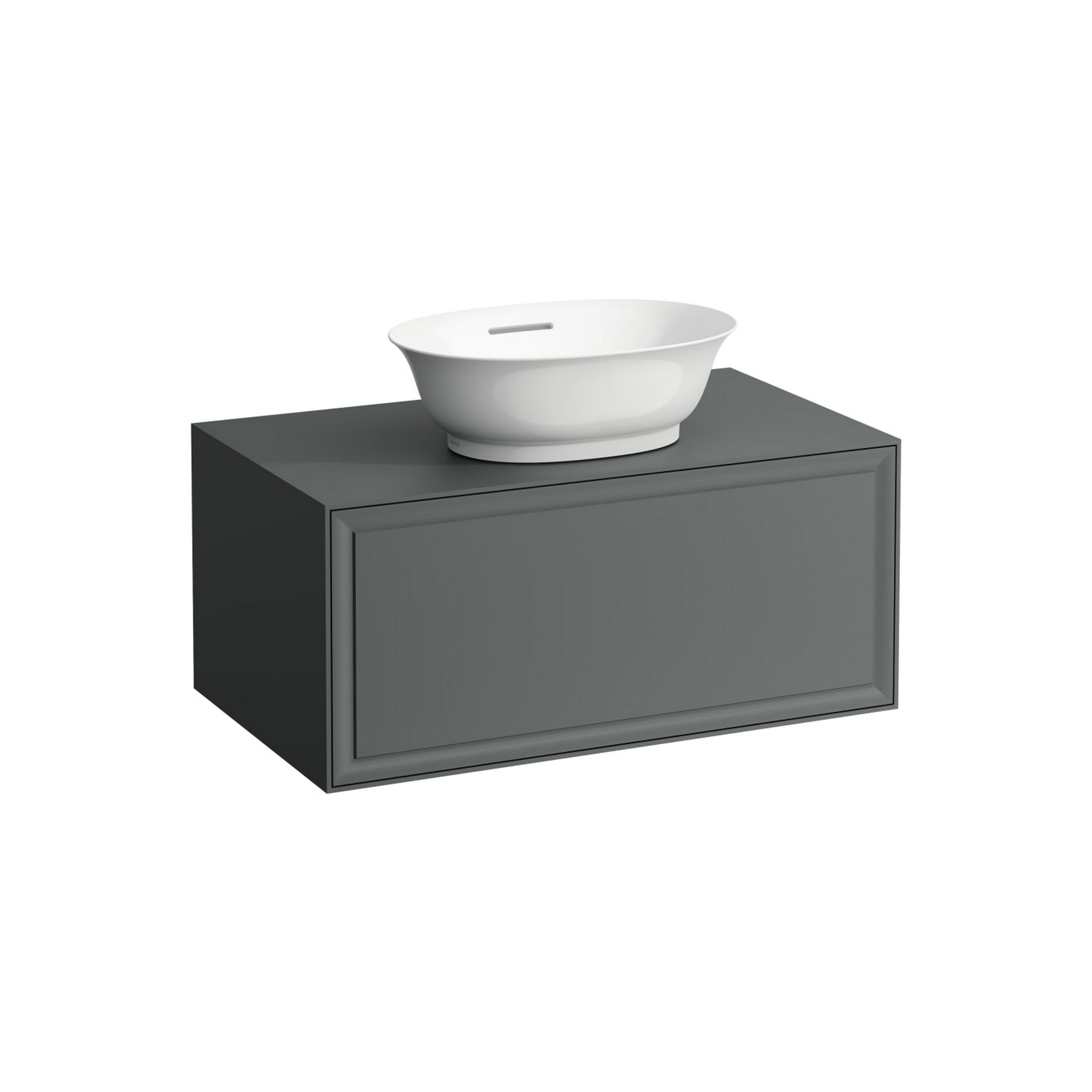 Laufen, Laufen New Classic 31" 1-Drawer Traffic Gray Wall-Mounted Vanity With Center Sink Cut-out