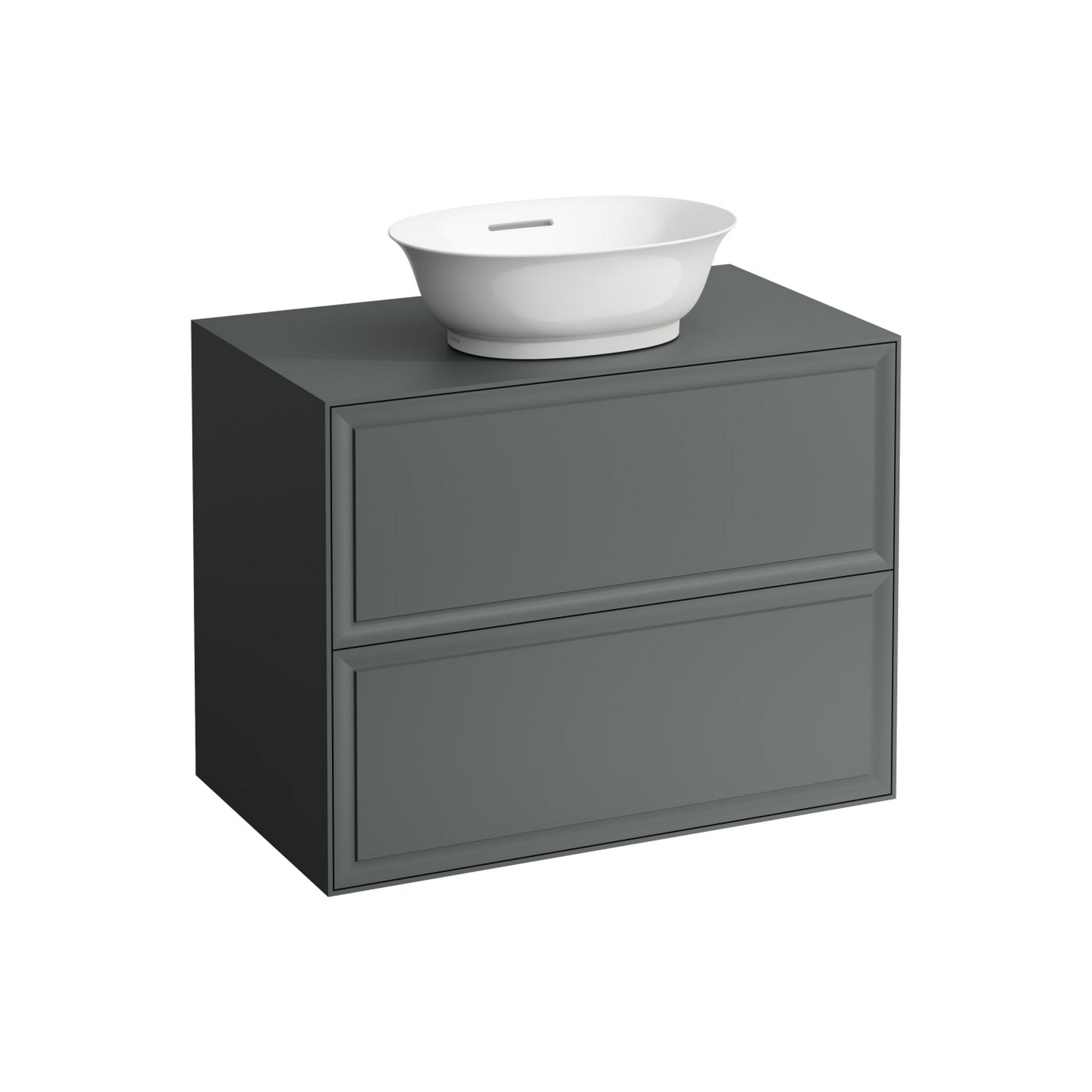 Laufen, Laufen New Classic 31" 2-Drawer Traffic Gray Wall-Mounted Vanity With Center Sink Cut-out