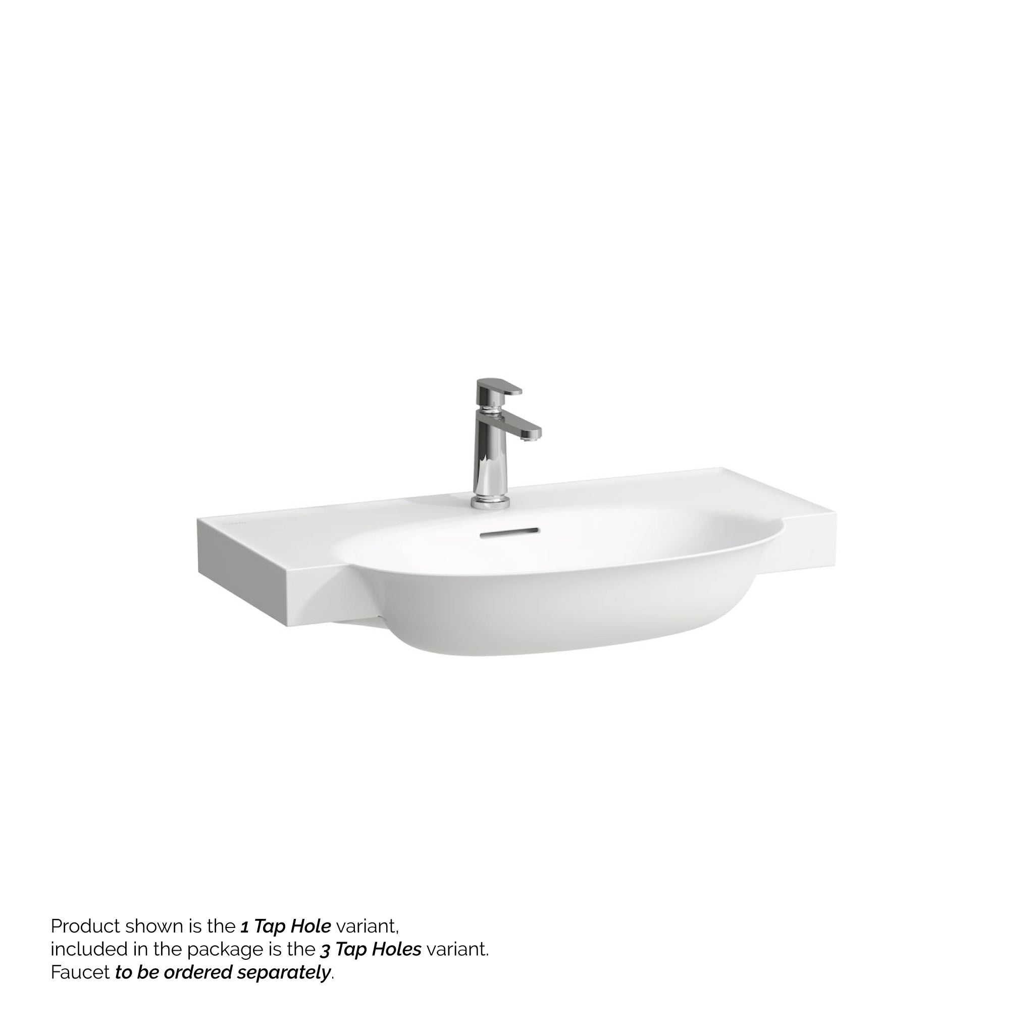 Laufen, Laufen New Classic 32" x 19" Matte White Ceramic Wall-Mounted Bathroom Sink With 3 Faucet Holes